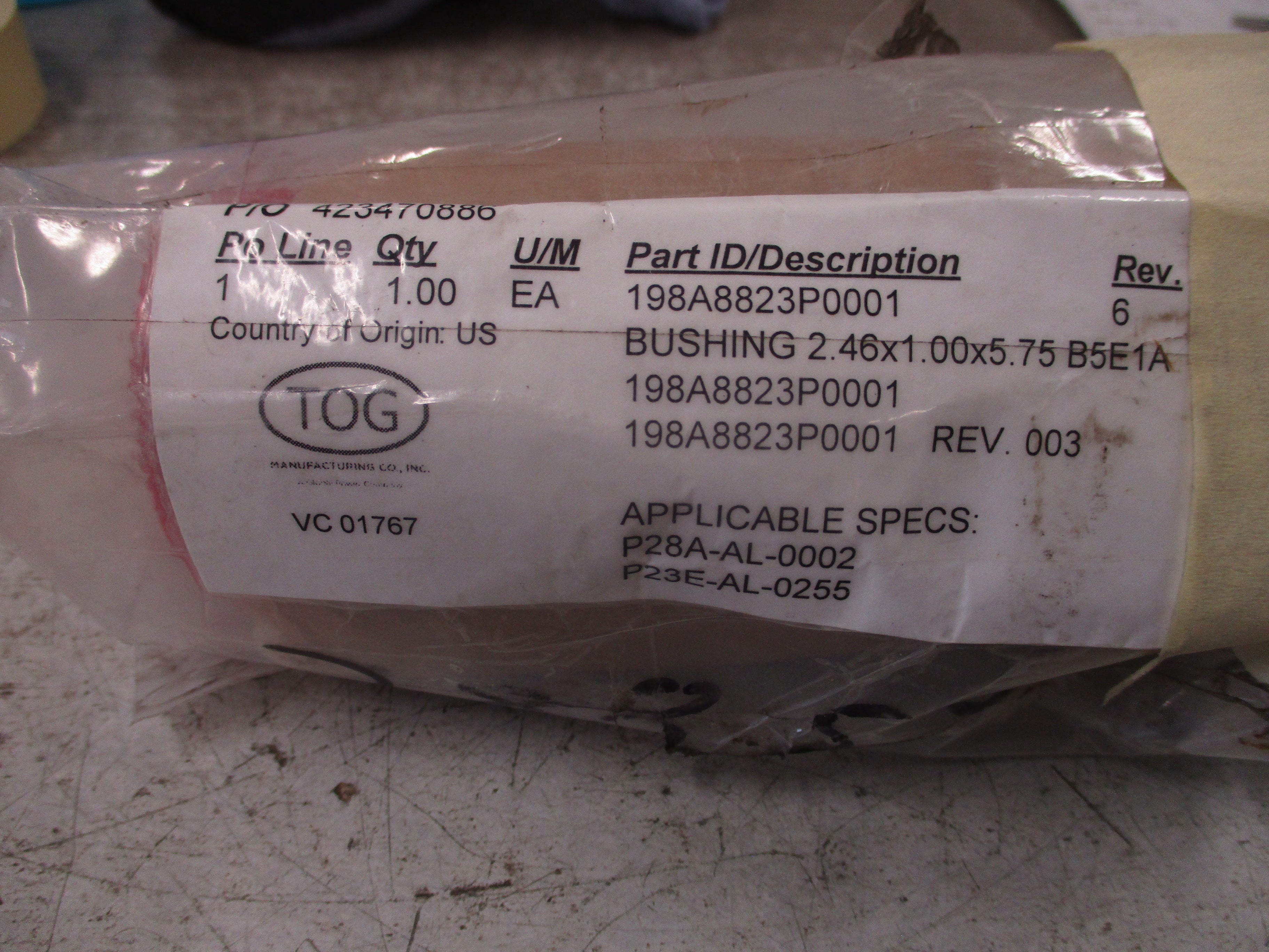 TOG Bushing 198A8823P0001 2.46x1.00x5.75 *No Box* New Surplus