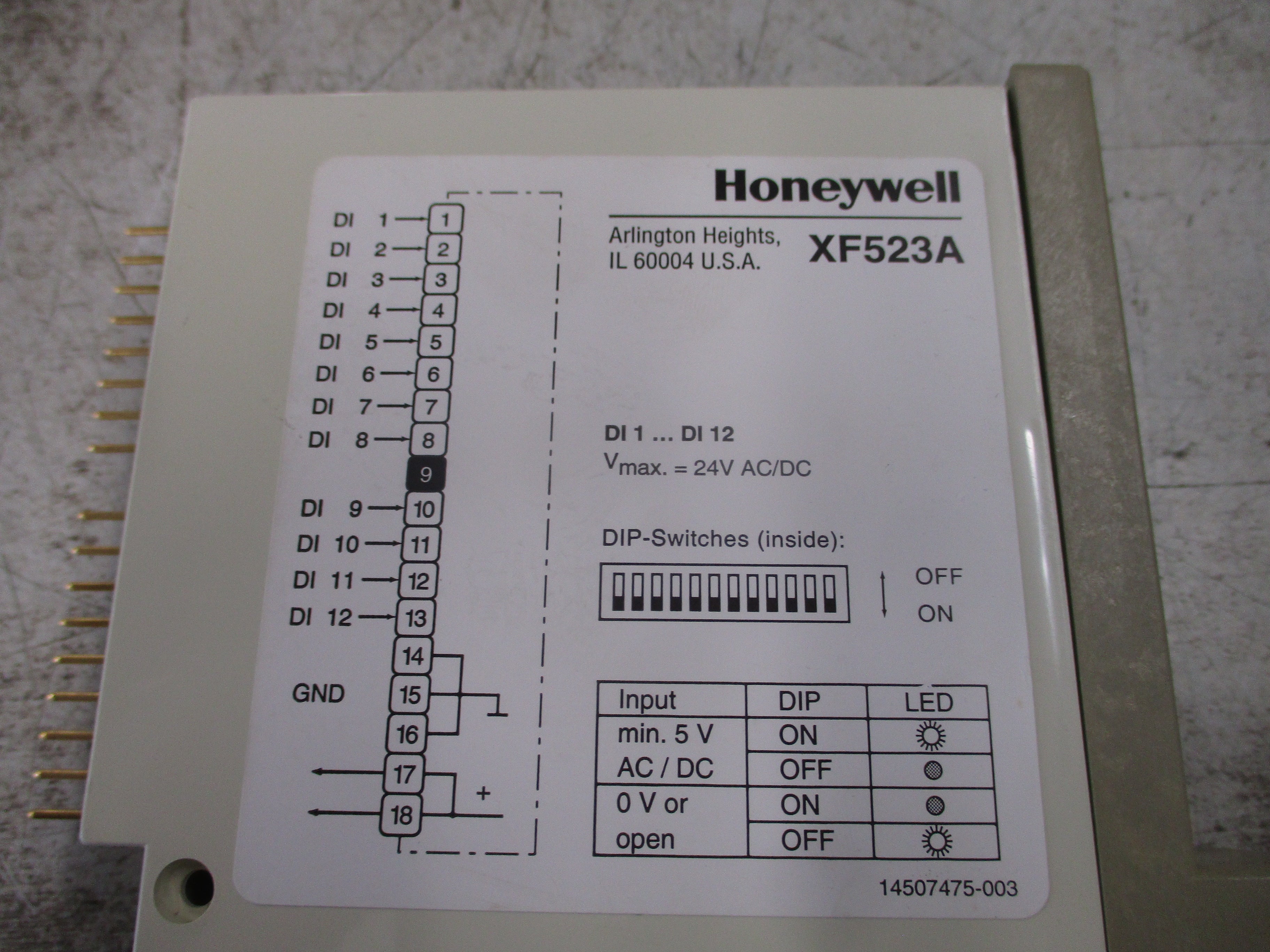 Honeywell Digital Input Module XF523A Used