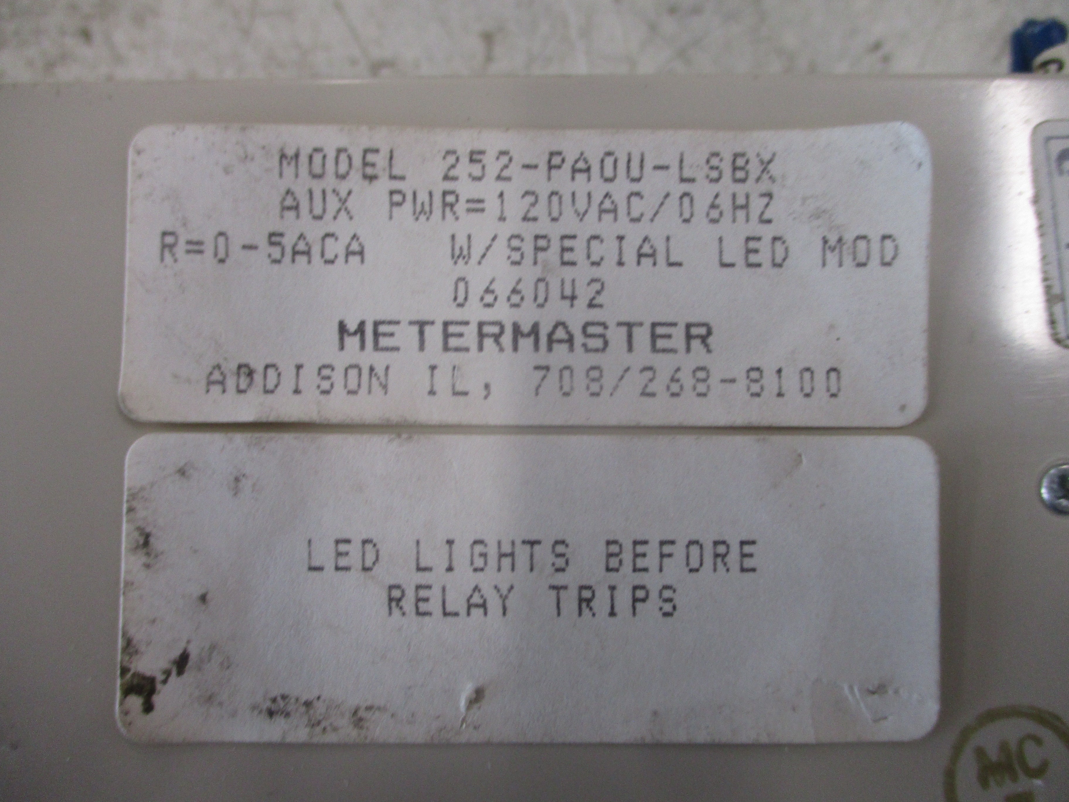 Crompton Protector Relay 252-PAOU-LSBX Used