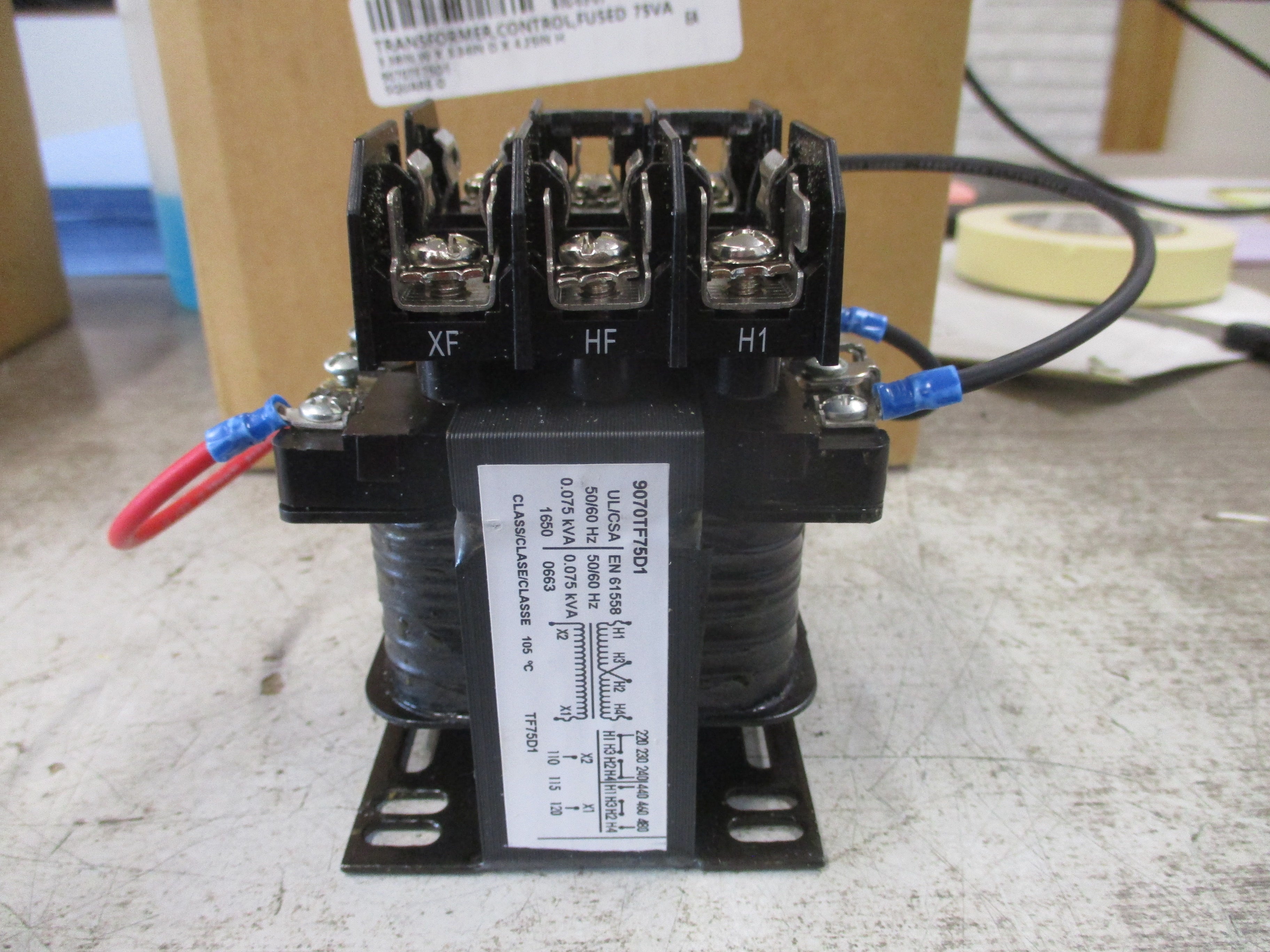Square D Control Transformer 9070TF75D1 0.075KVA Pri: 240/480V Sec: 120V 50/60Hz