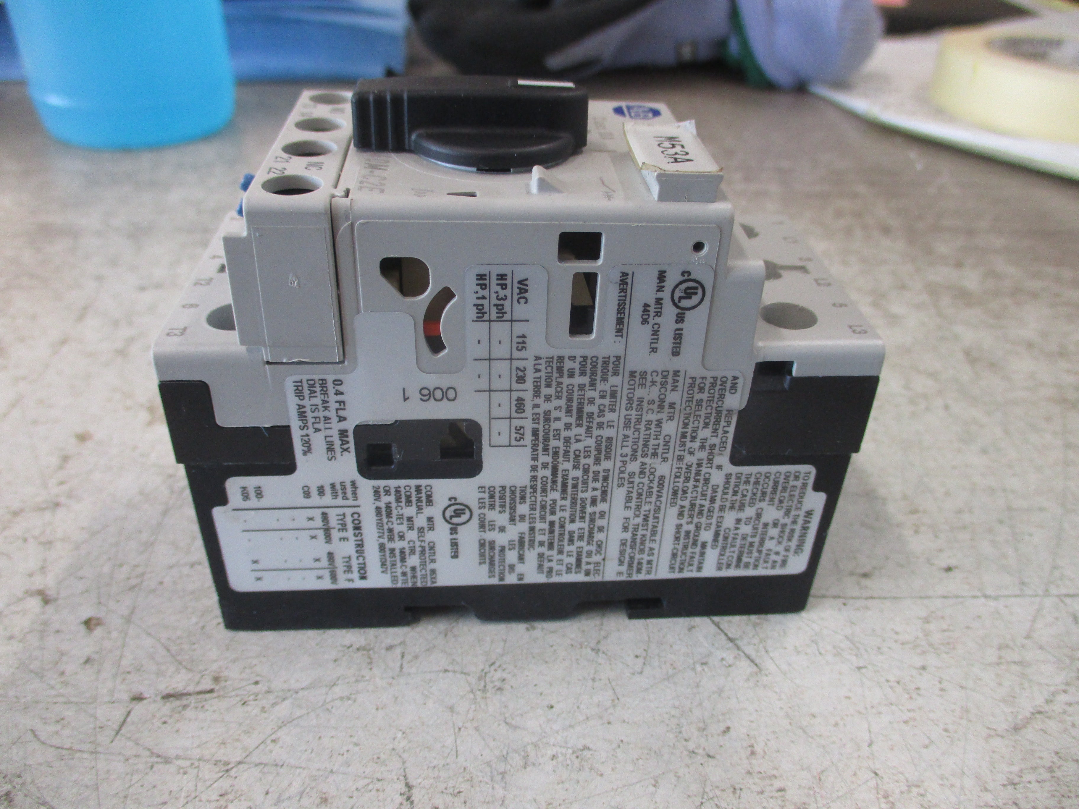 Allen-Bradley Manual Motor Protector 140M-C2E-A40 Ser. C Trip: 0.25-0.4A Used