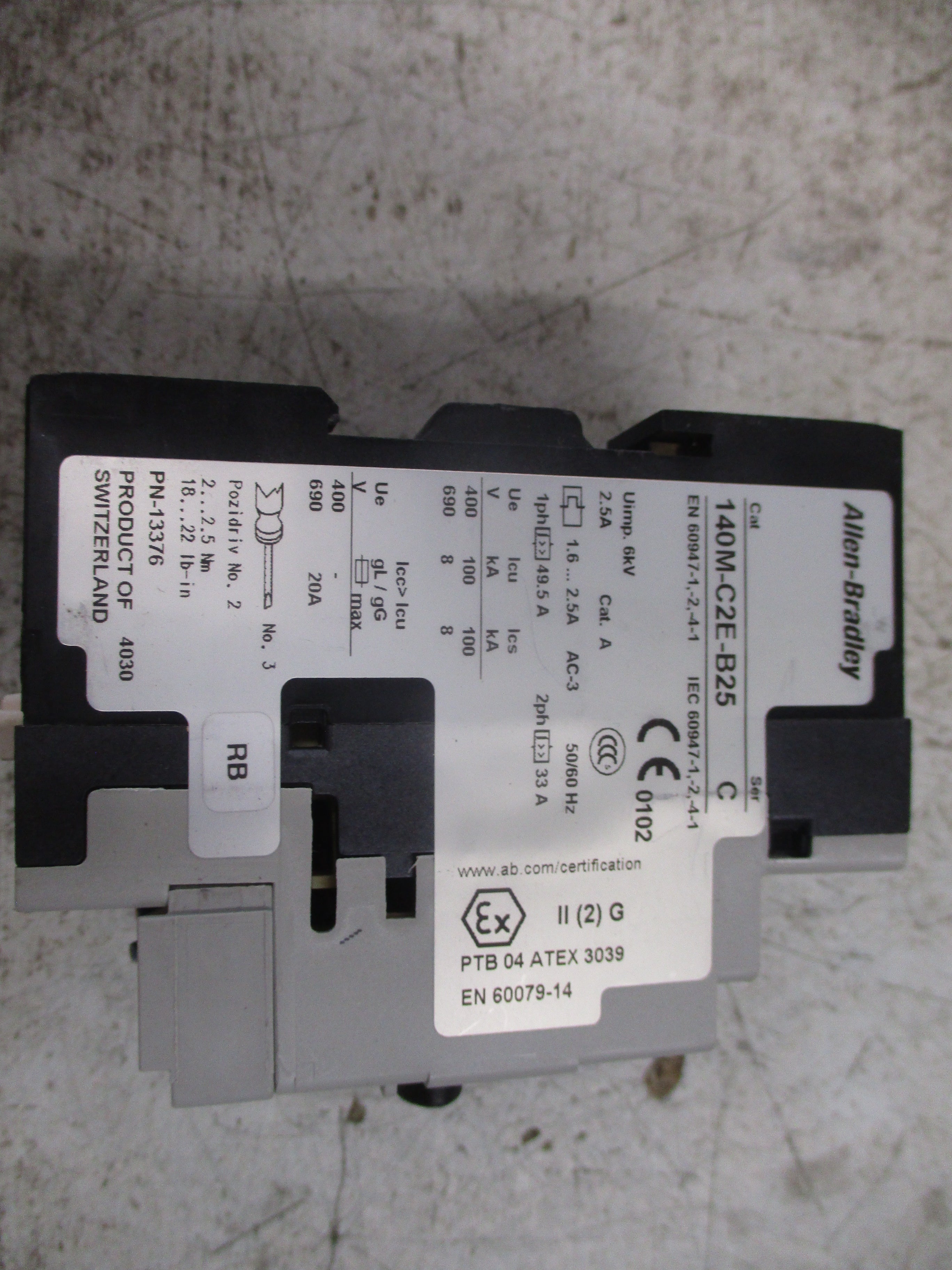 Allen-Bradley Manual Starter 140M-C2E-B25 Range:1.6-2.5A Used
