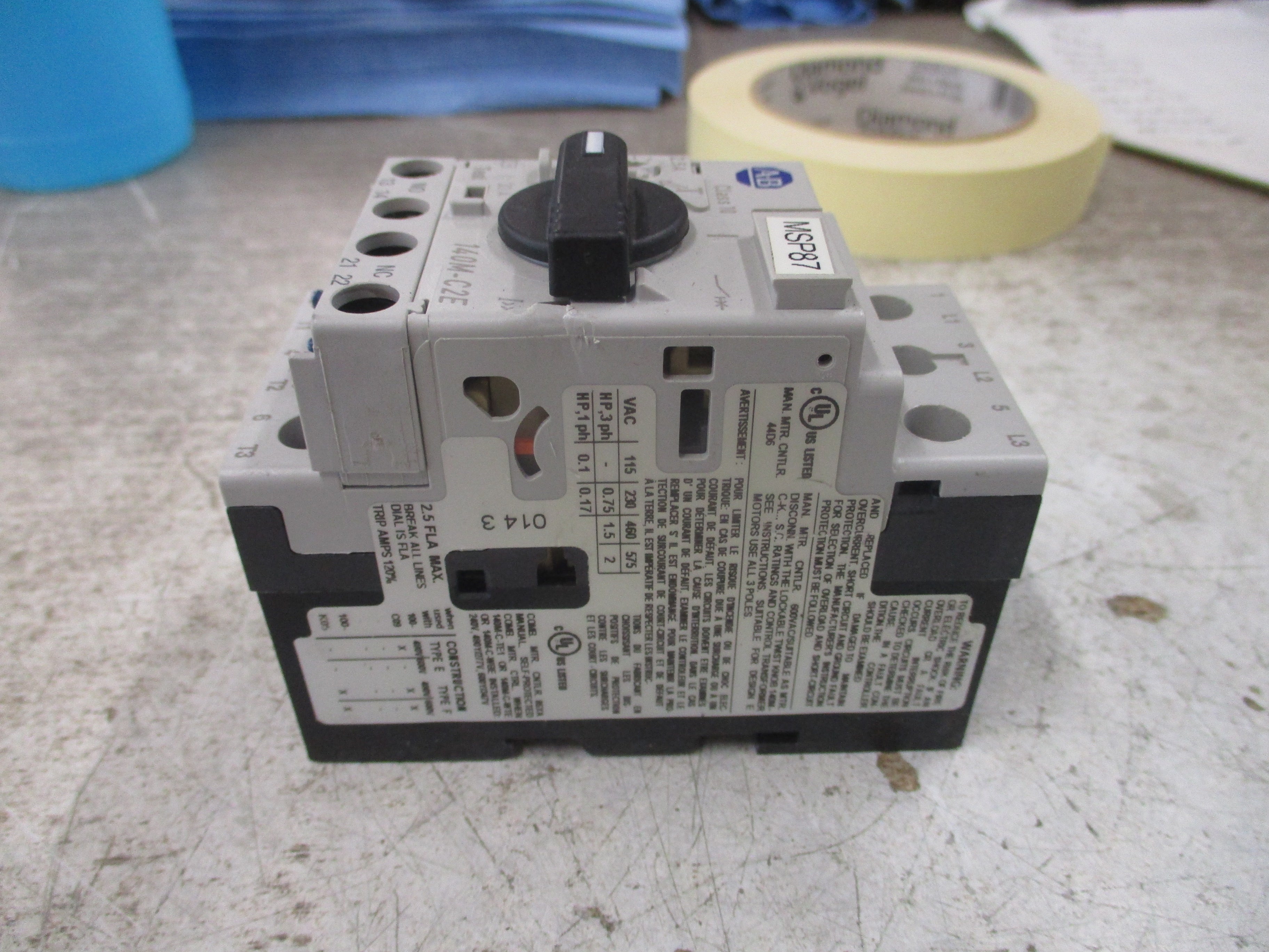 Allen-Bradley Manual Starter 140M-C2E-B25 Range:1.6-2.5A Used