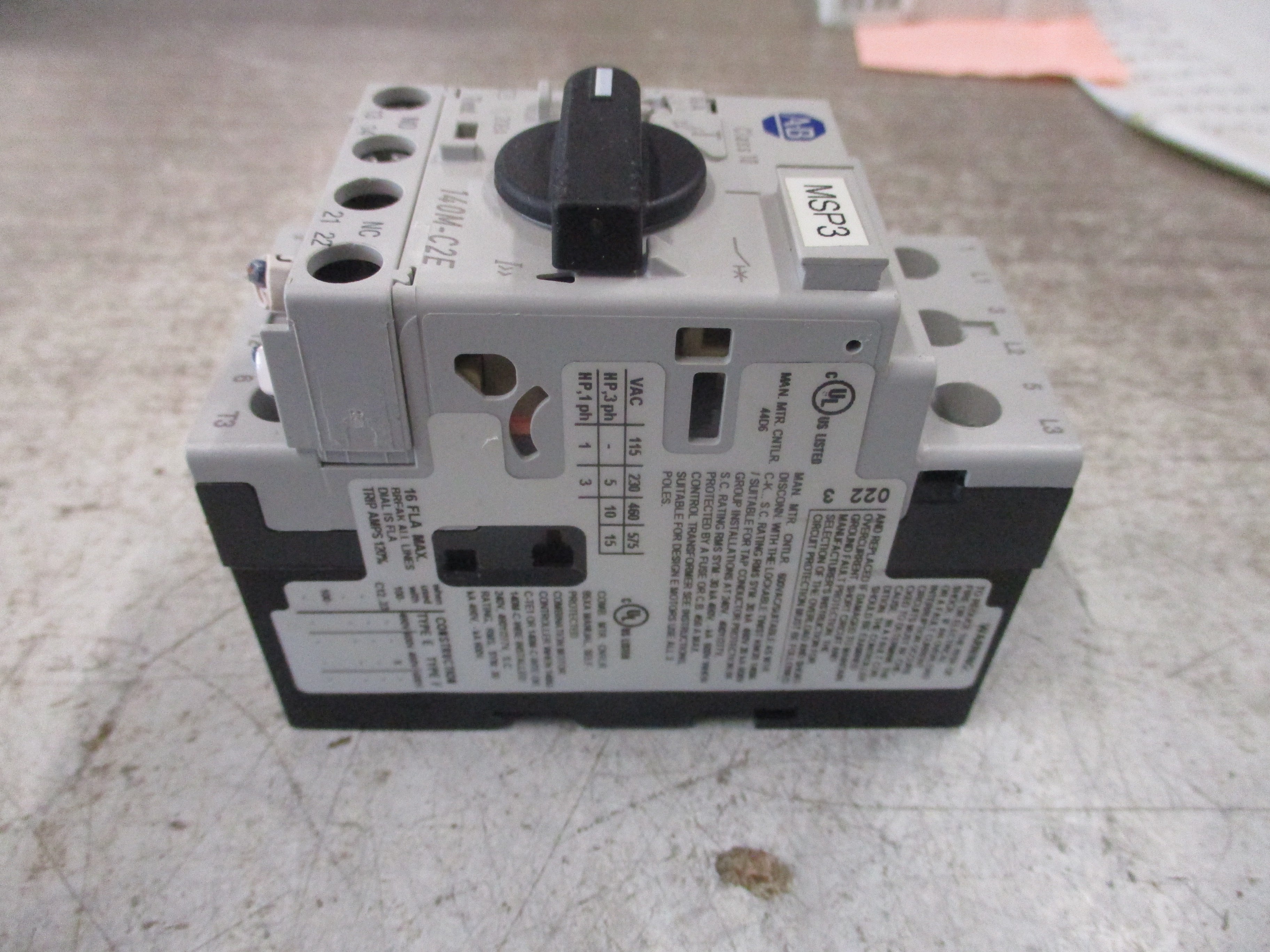 Allen-Bradley Motor Protector 140M-C2E-C16 Ser. C Trip: 10-16A *Chipped Base*