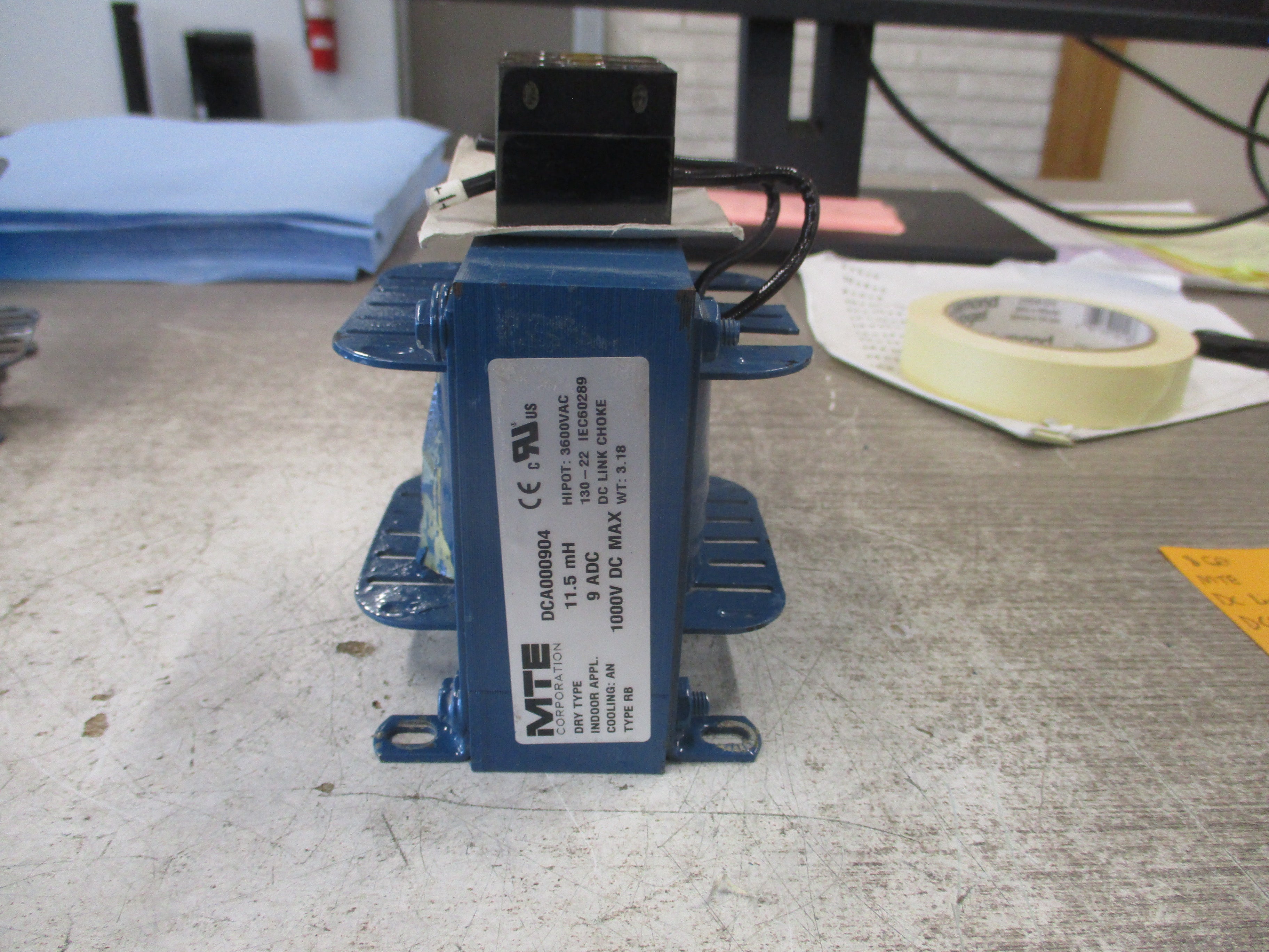 MTE DC Link Choke DCA000904 11.5mH 9A 1000VDC Hipot: 3600VAC Used