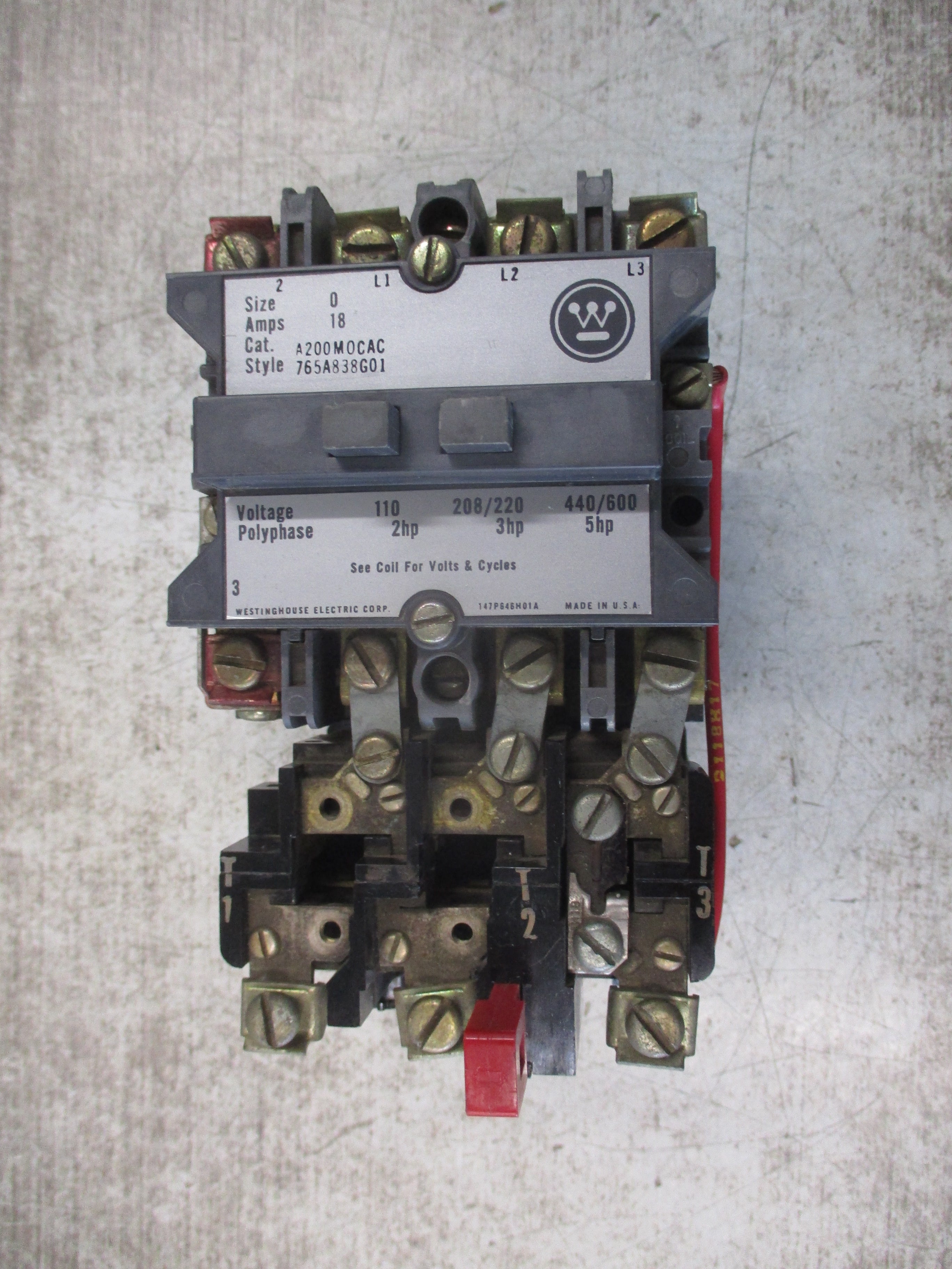 Westinghouse Size 0 Starter A200MOCAC Style #: 765A838G01 120V Coil Used