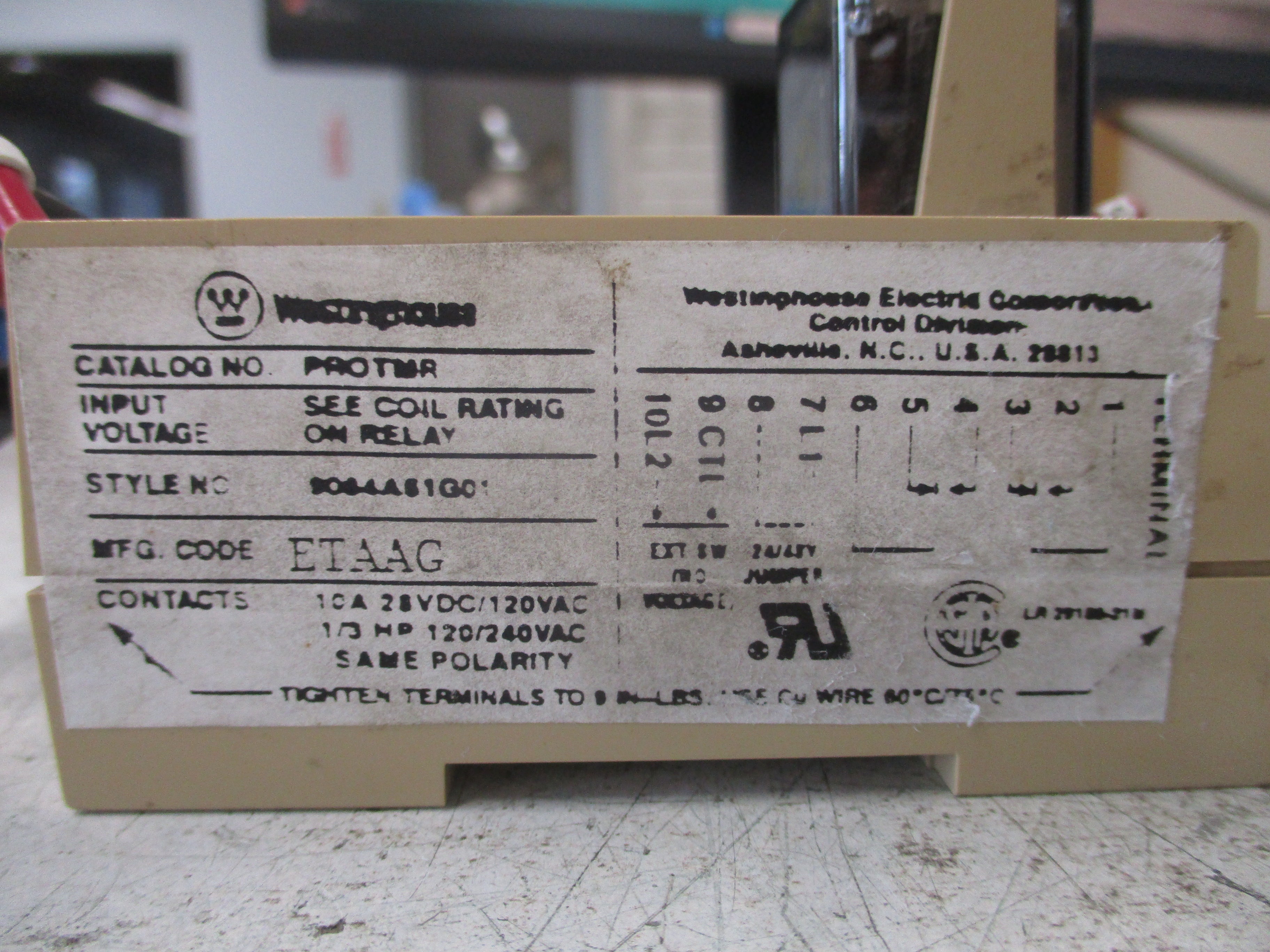 Westinghouse Timing Relay PROTMR Style #: 9084A61G01 120V Input
