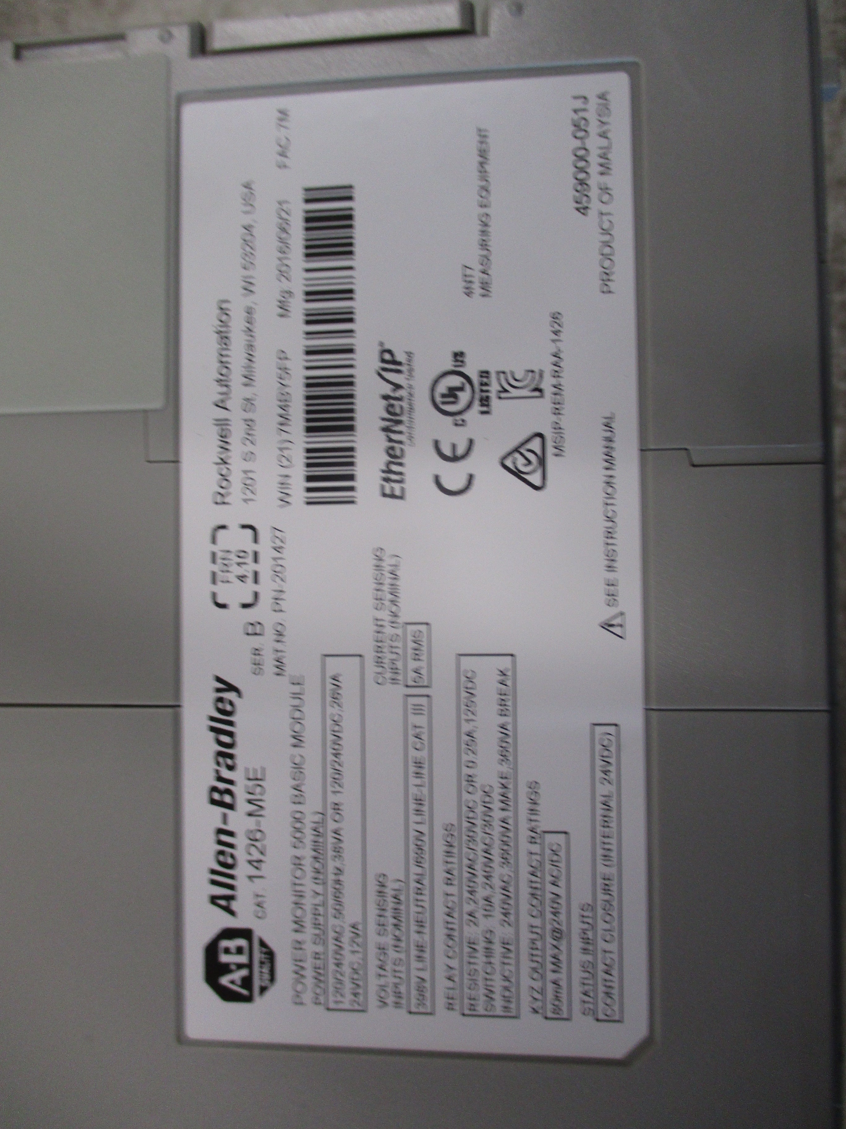 Allen-Bradley Power Monitor 5000 Basic Module 1426-M5E Ser. B FRN 4.10 Used