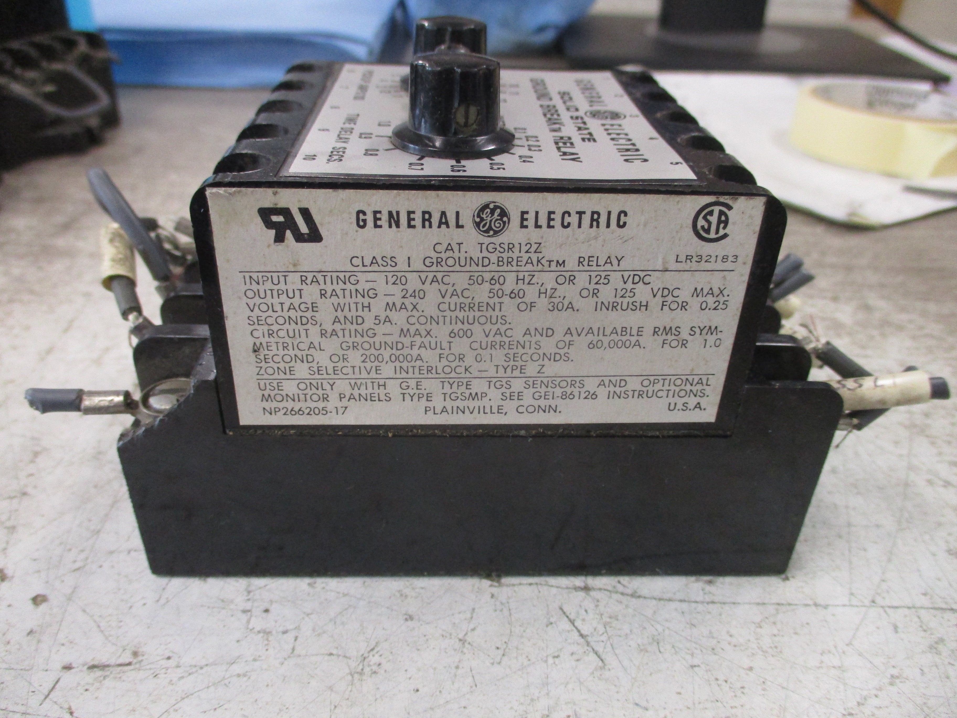 GE Solid State Ground Break Relay TGSR12Z Input: 120VAC 50-60Hz Or 125VDC