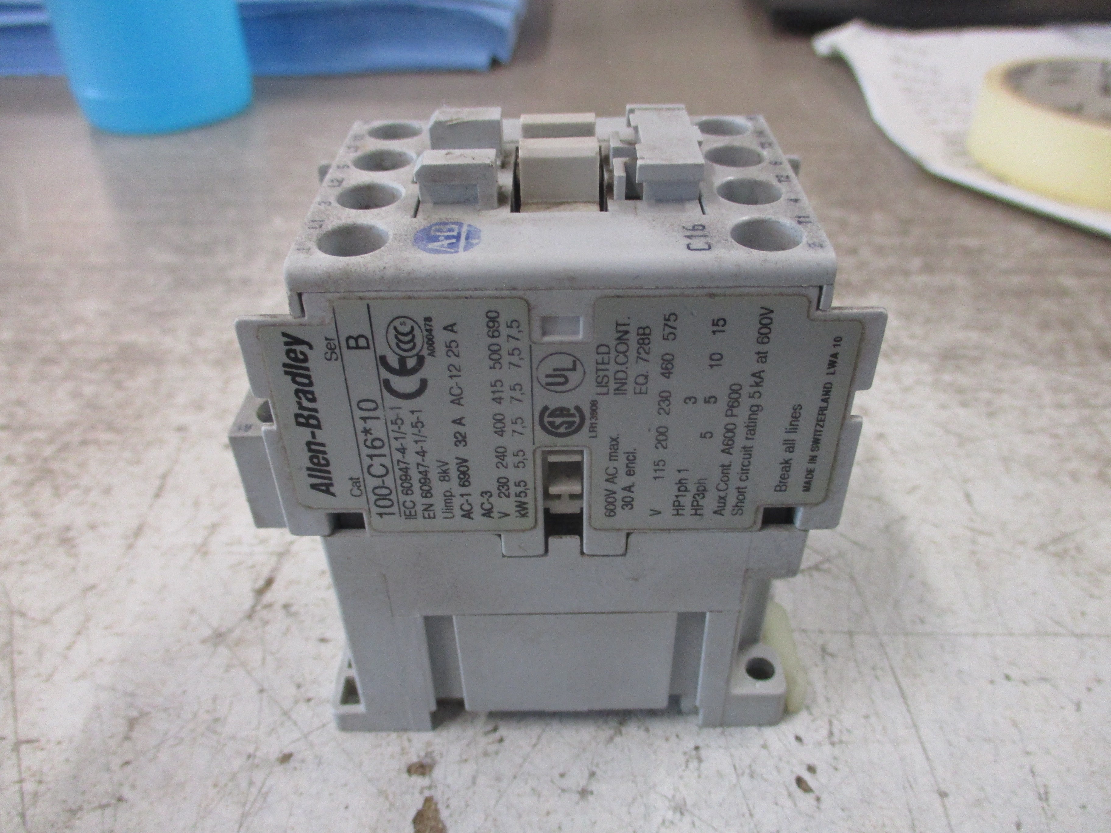Allen-Bradley Contactor 100-C16*10 Ser. B 24V Coil 30A 600V Used