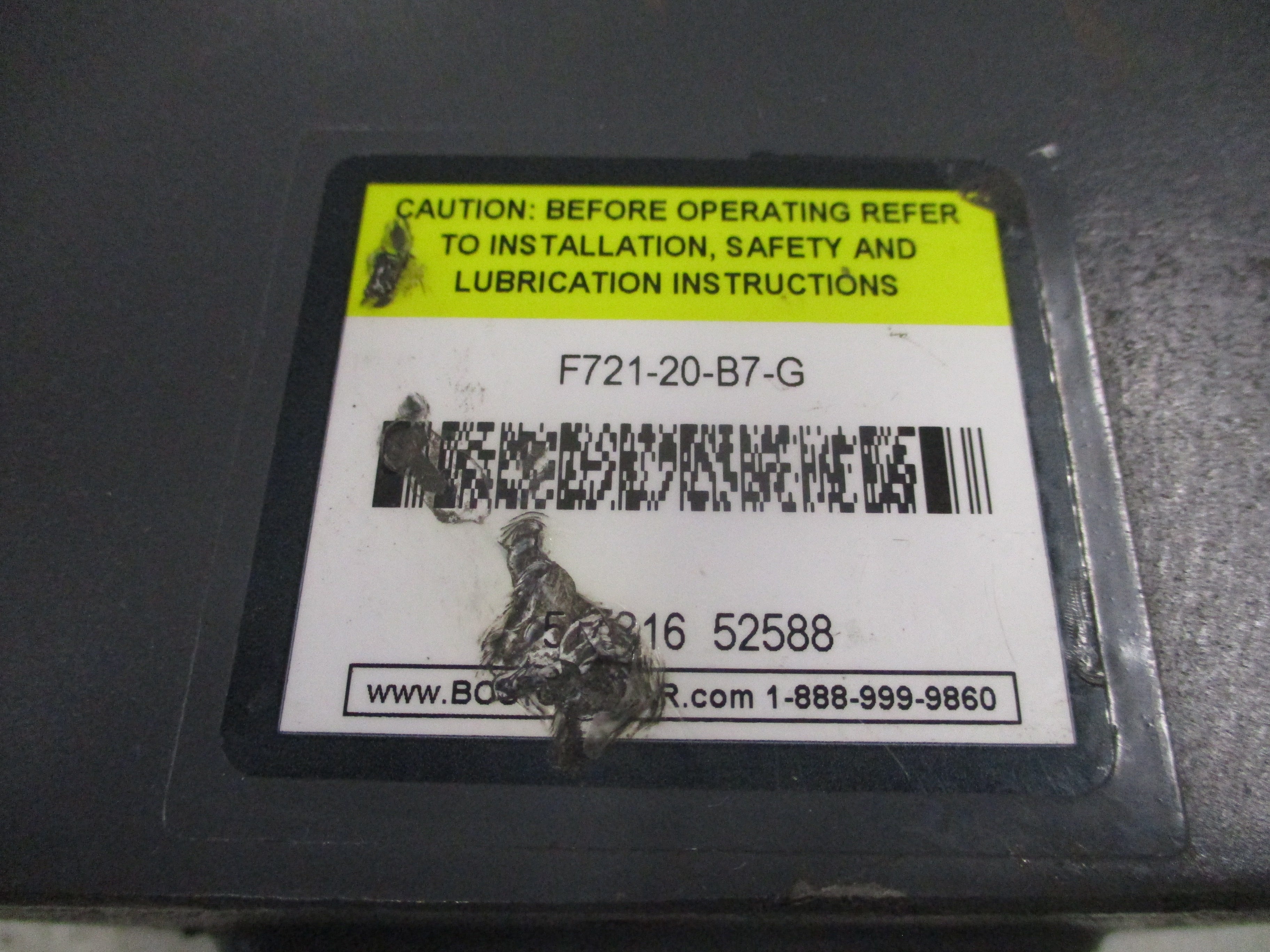 Boston Gear Reducer F721-20-B7-G Ratio 20:1 1,4HP In 892 LB-Inch Torque Out Used