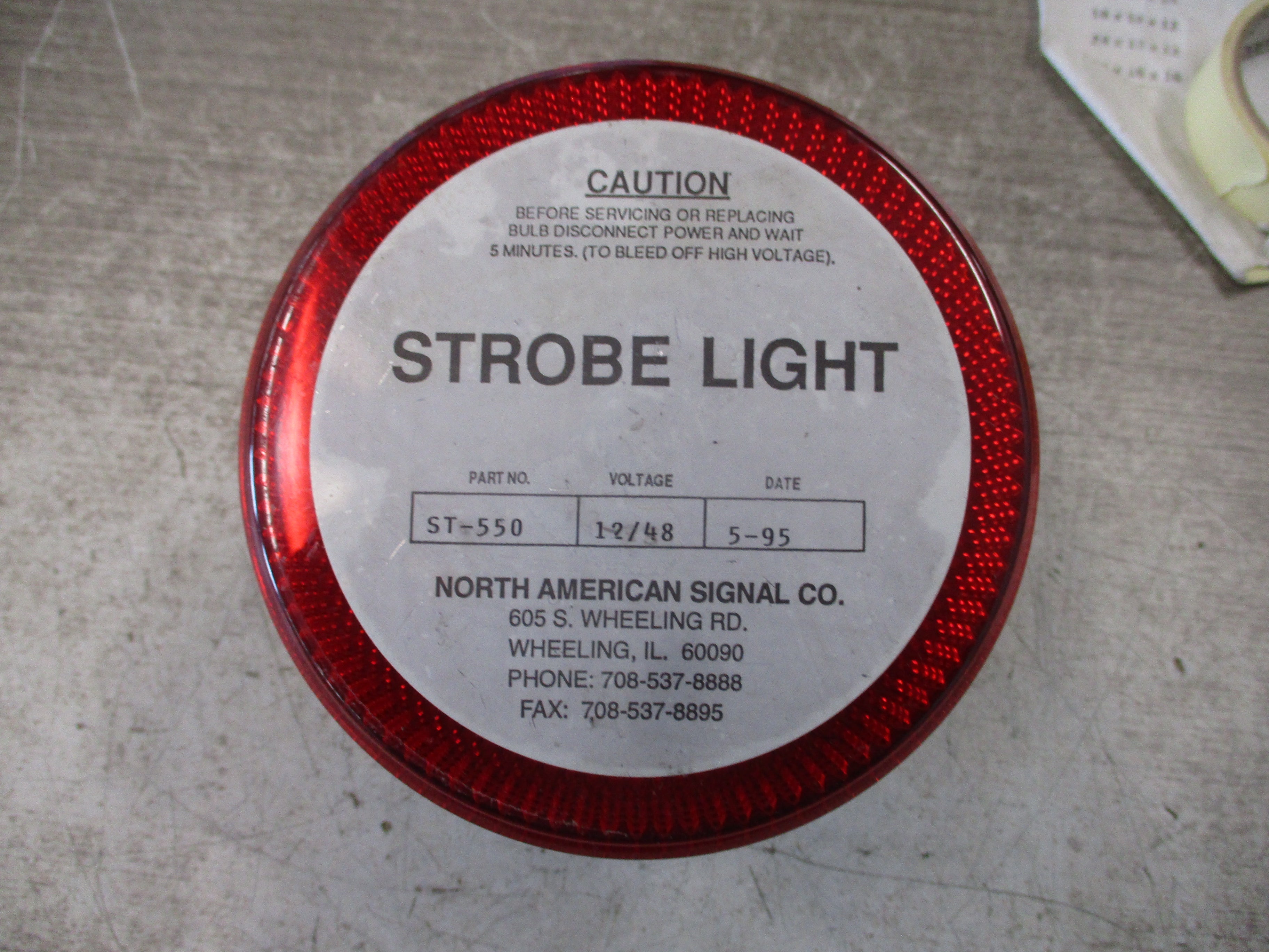 North American Signal Co. Strobe Light ST-550 12/48V Red Used