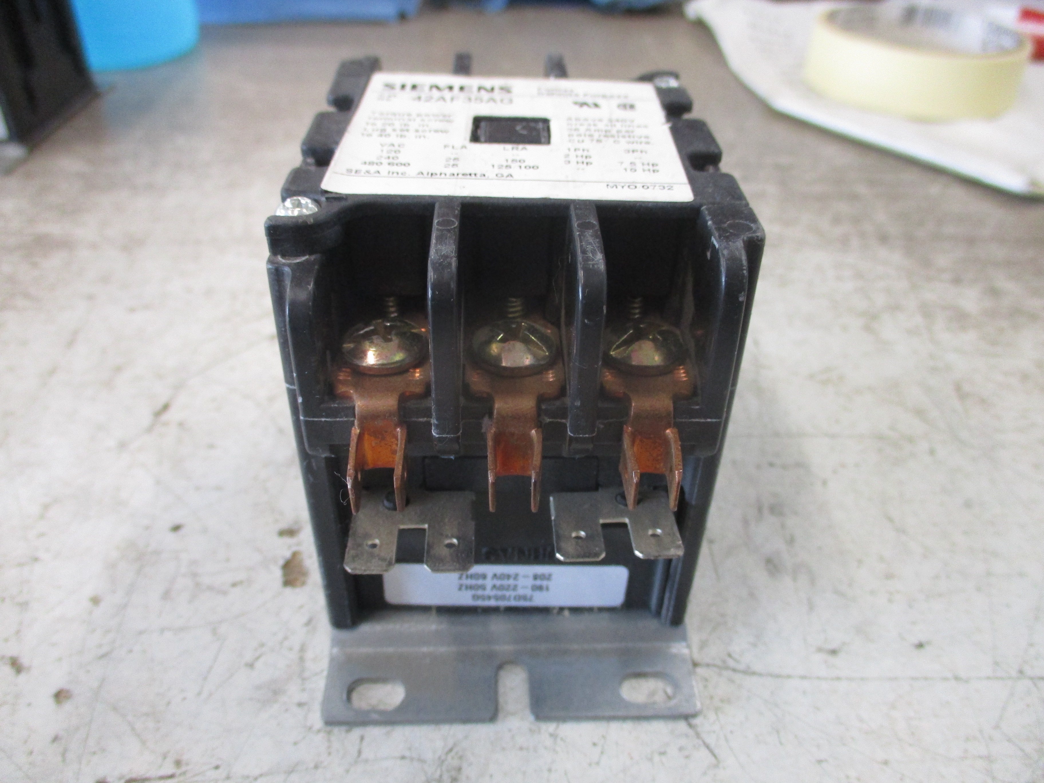 Siemens Furnas Definite Purpose Contactor 42AF35AG 208-240V Coil 25A 600V Used