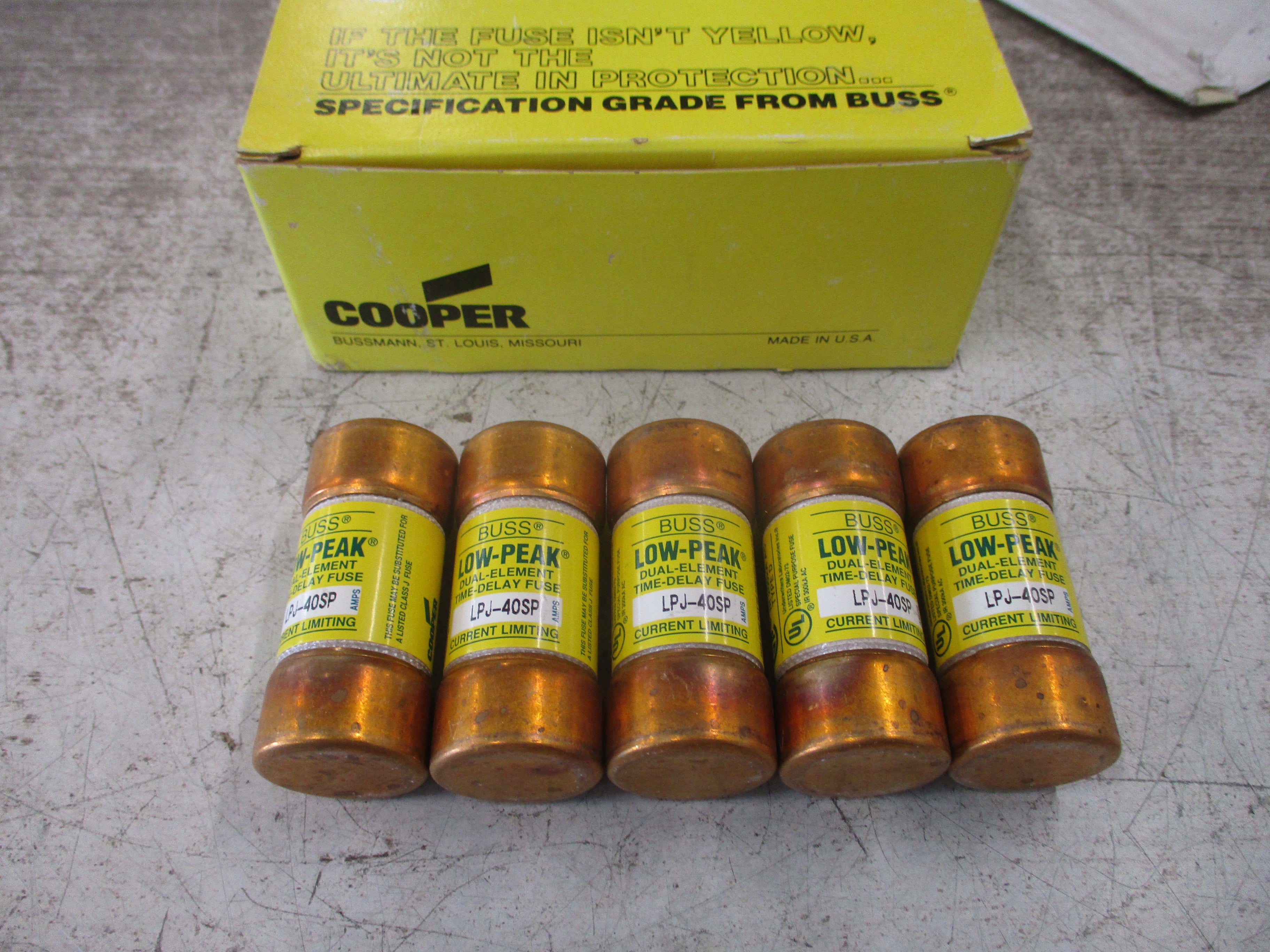 Cooper Bussmann Low-Peak Fuse LPJ-40SP 40A 600V *Box of 5* New Surplus