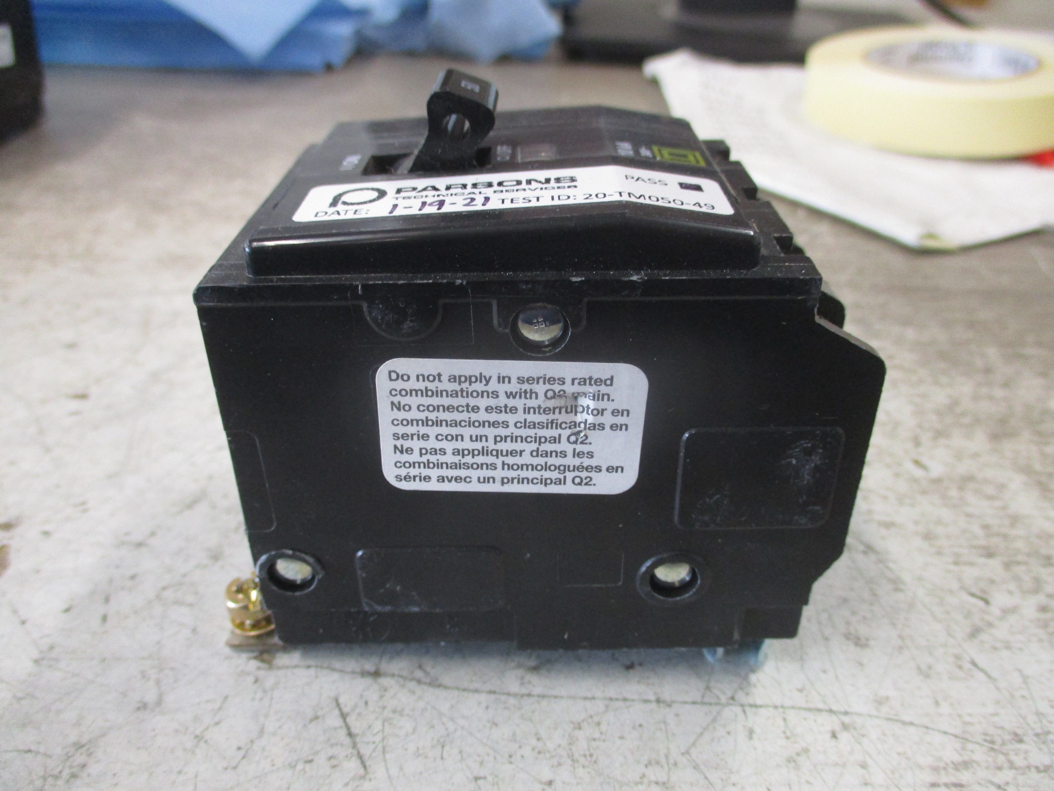 Square D Bolt-On Circuit Breaker QOB350 50A 240V 3P *(1) Screw* Used