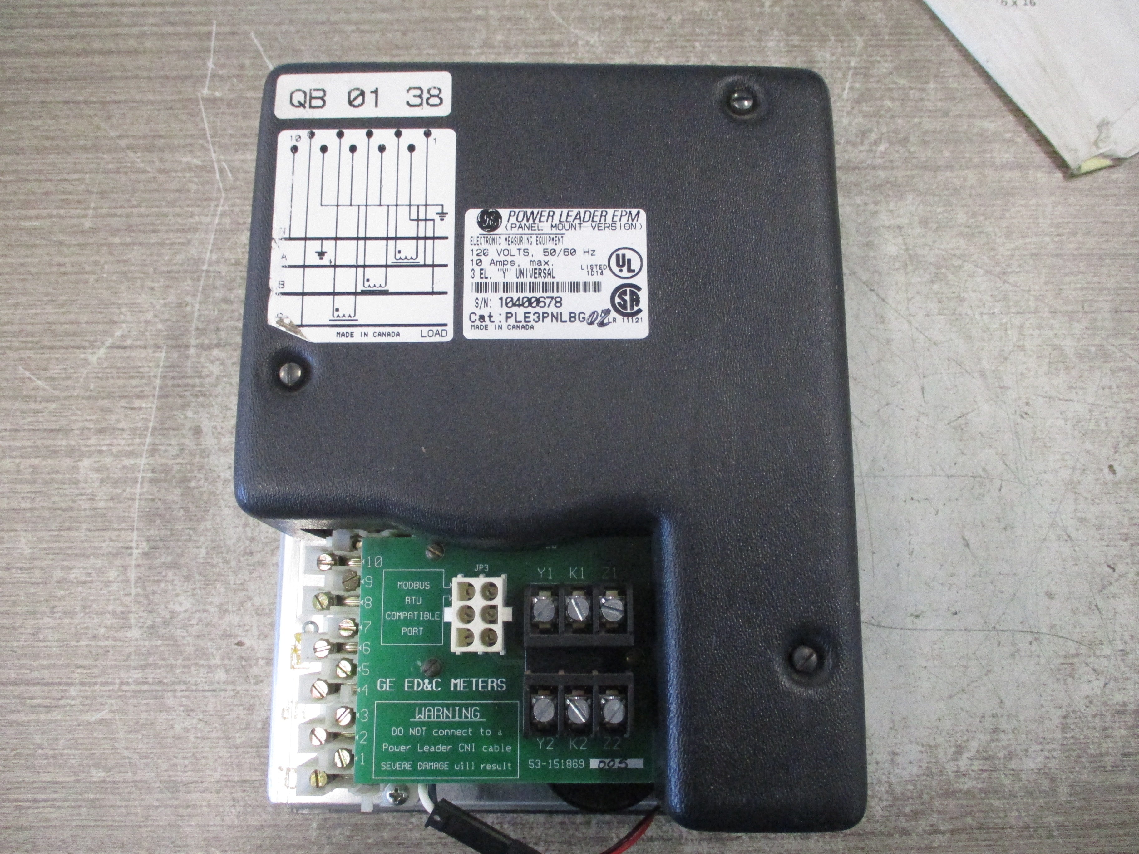 GE Power Leader EPM PLE3PNLBG02 120V 10A 50/60Hz Used