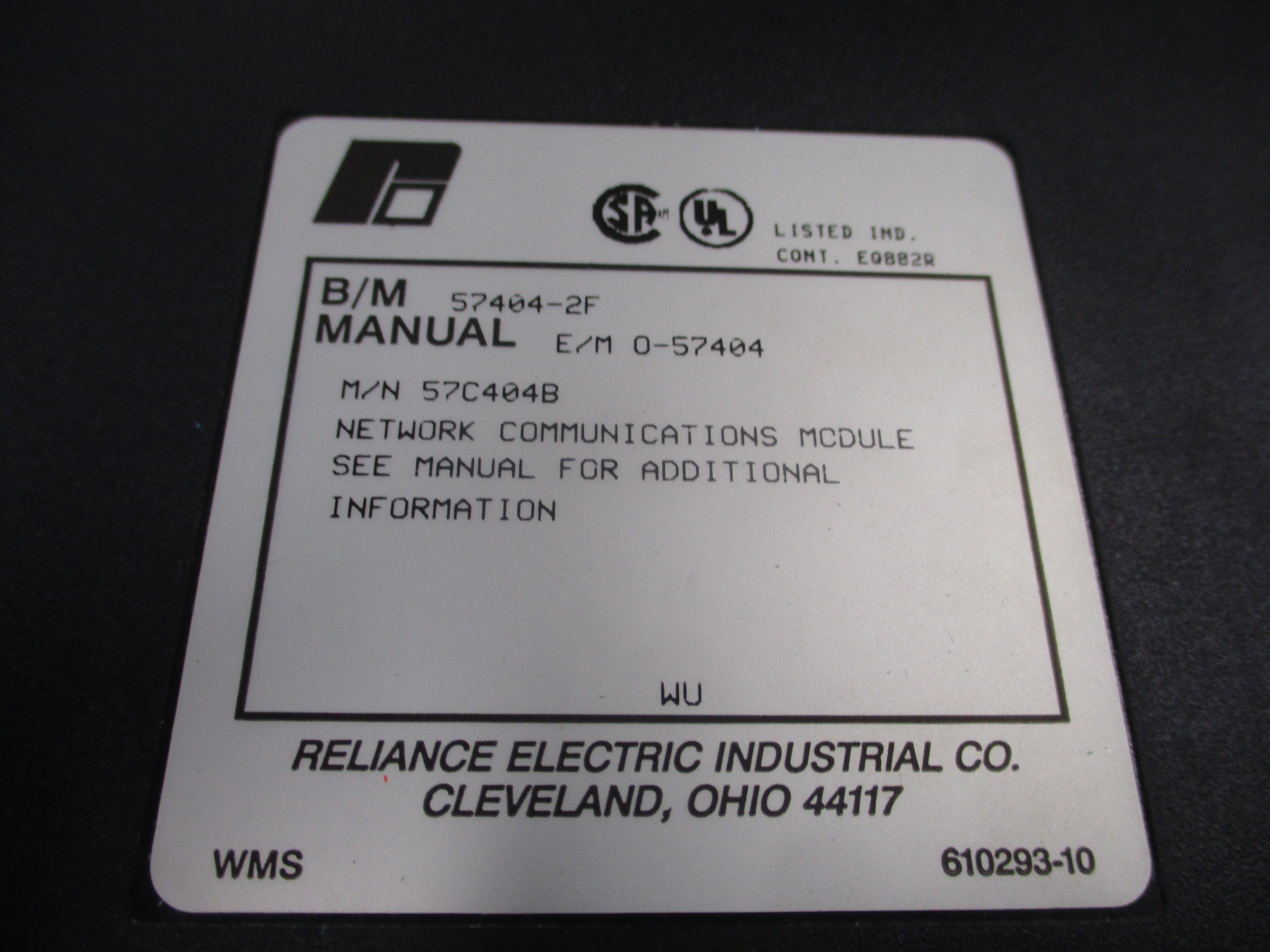 Reliance Electric Network Communications Module 57C404B Used