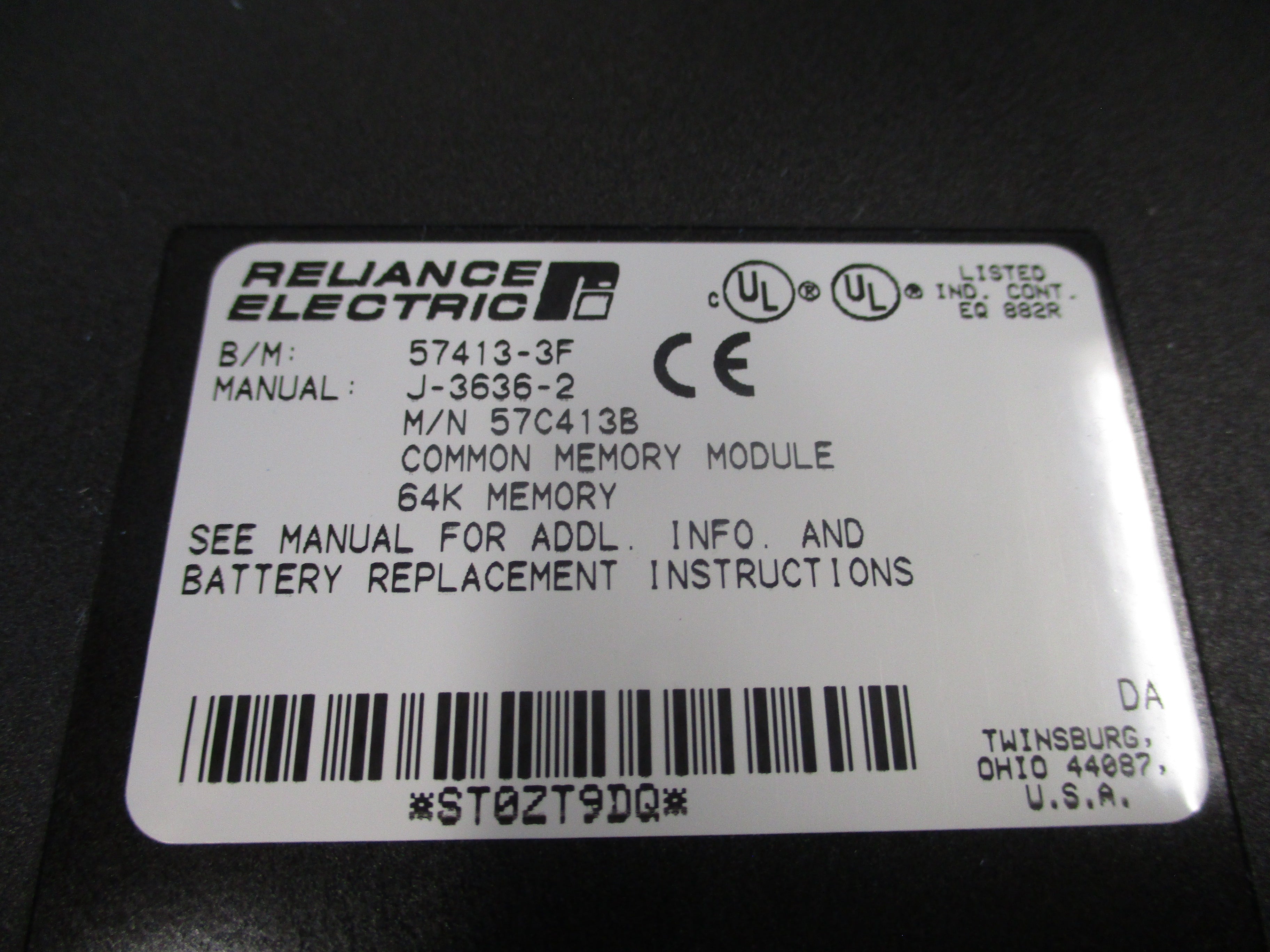 Reliance Electric Common Memory Module 57C413B 64K Memory Used
