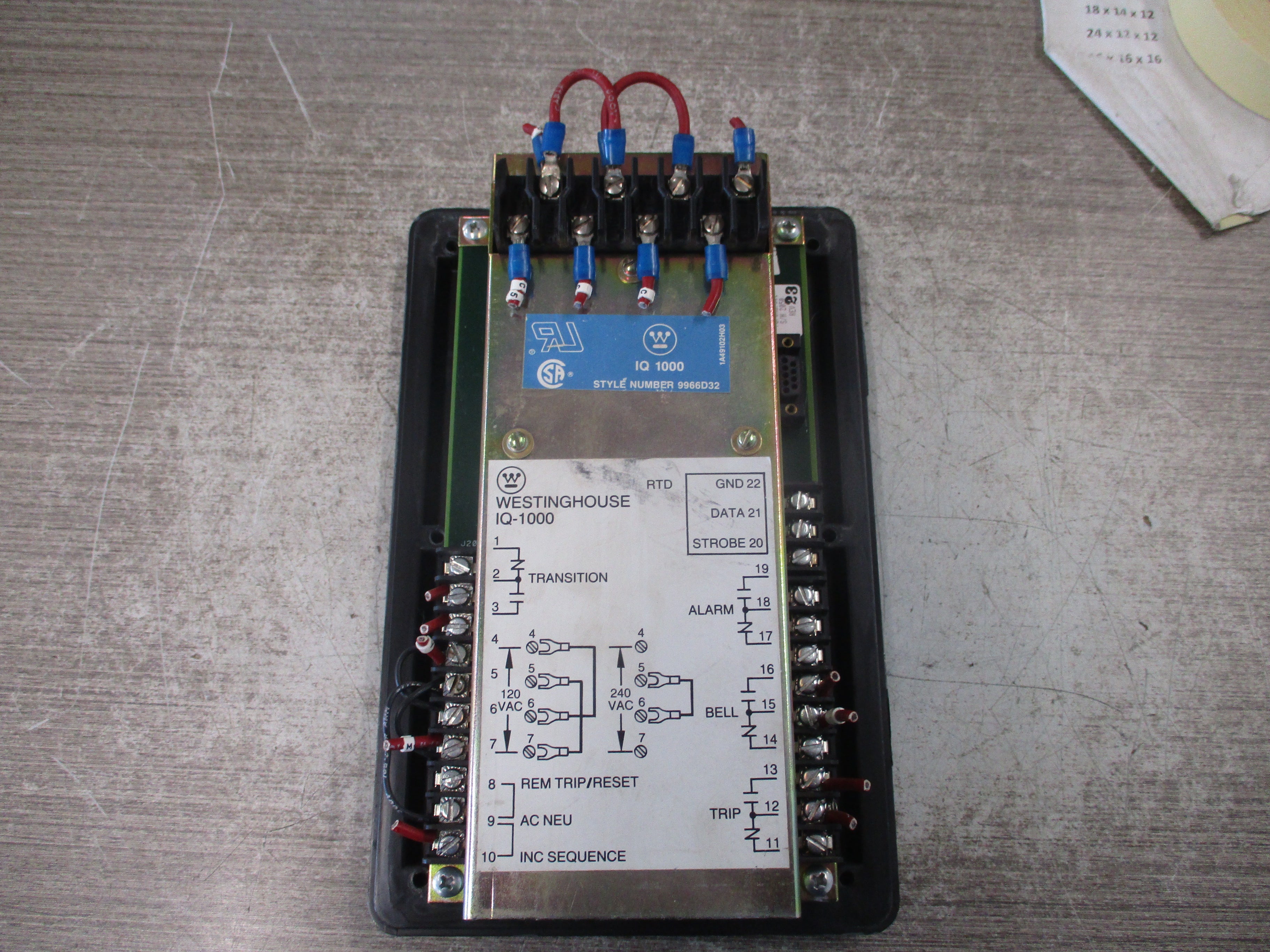 McQuay/Westinghouse IQ-1000 Motor Protection Relay 9966D32 Used