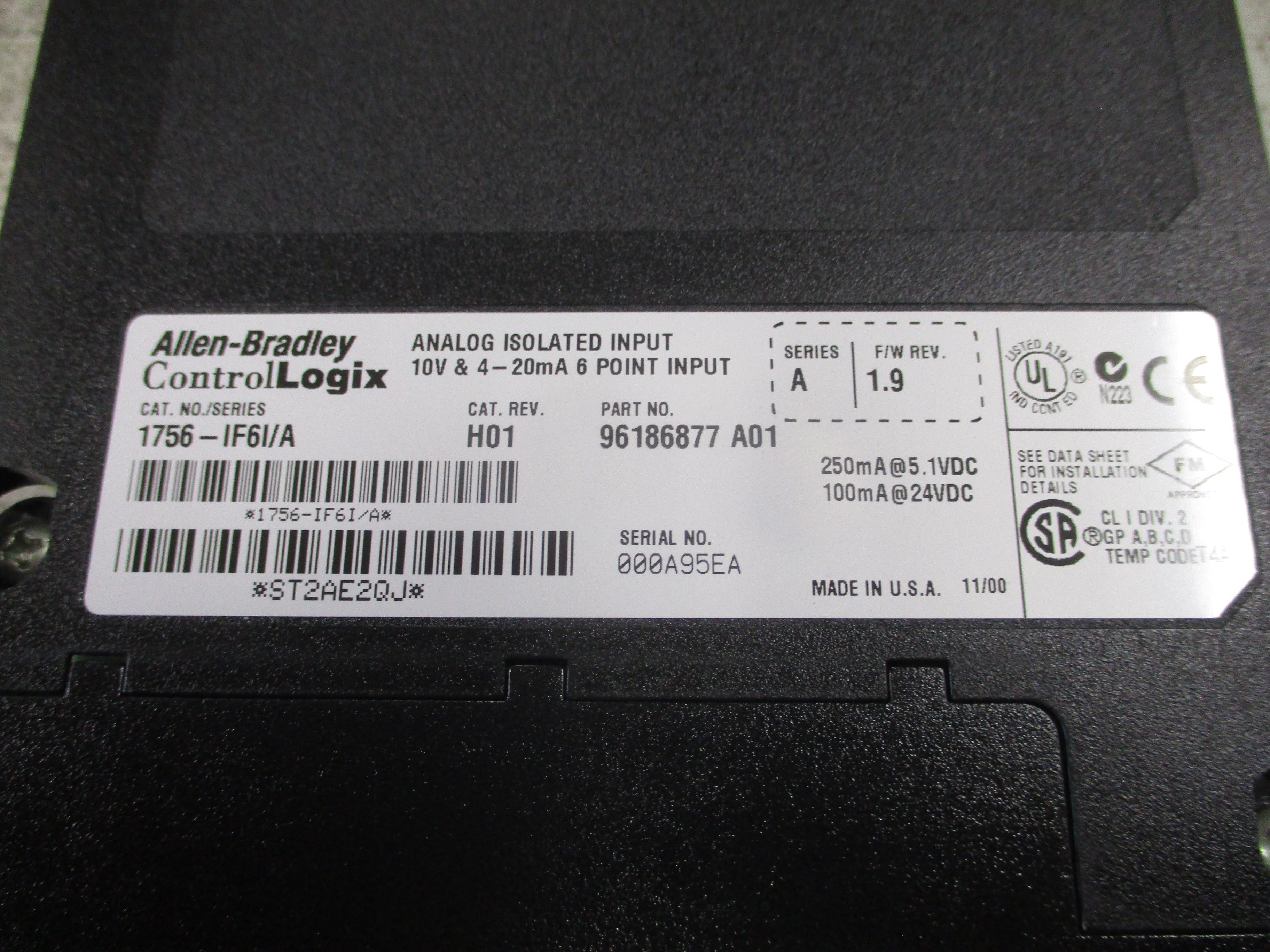 Allen-Bradley ControlLogix Analog Isolated Input Module 1756-IF6I Ser. A