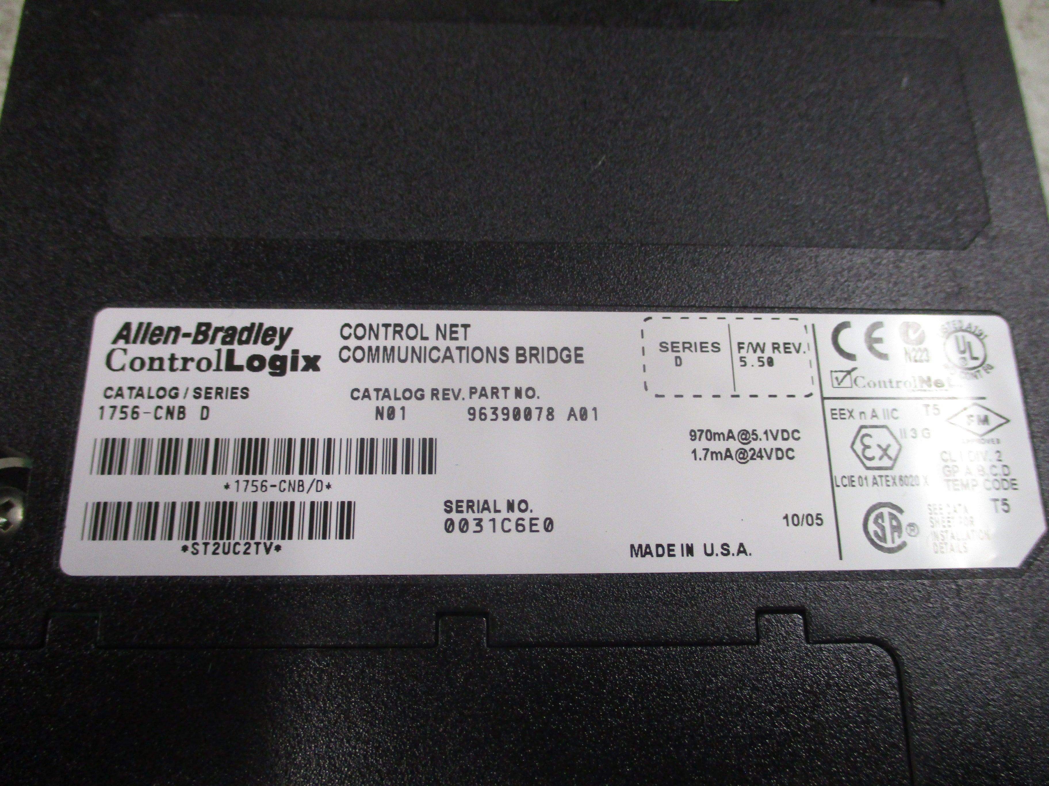 Allen-Bradley ControlLogix Control Net Comm. Bridge Module 1756-CNB Ser. D