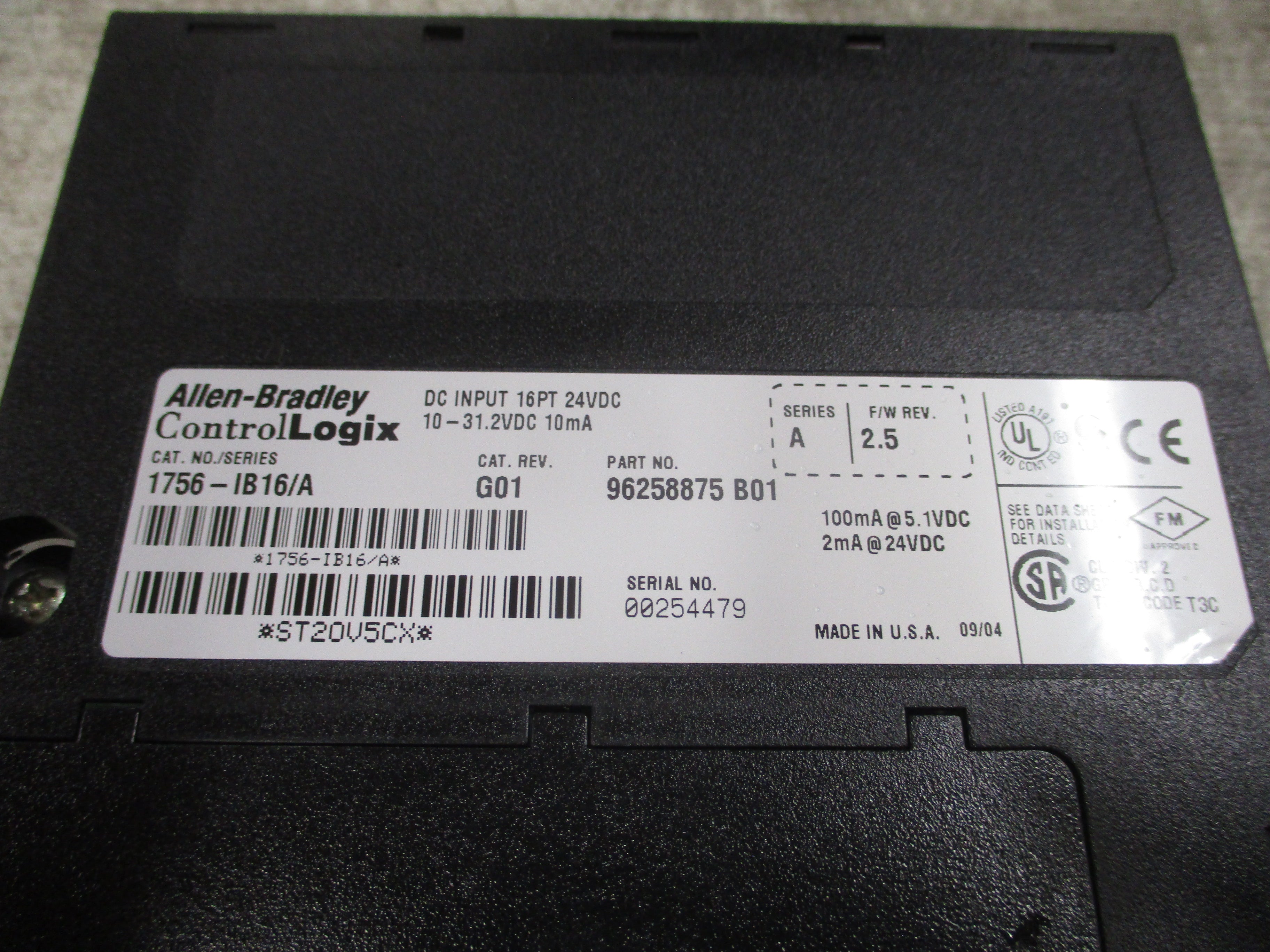 Allen-Bradley ControlLogix DC Input Module 1756-IB16 Ser. A Rev. G01