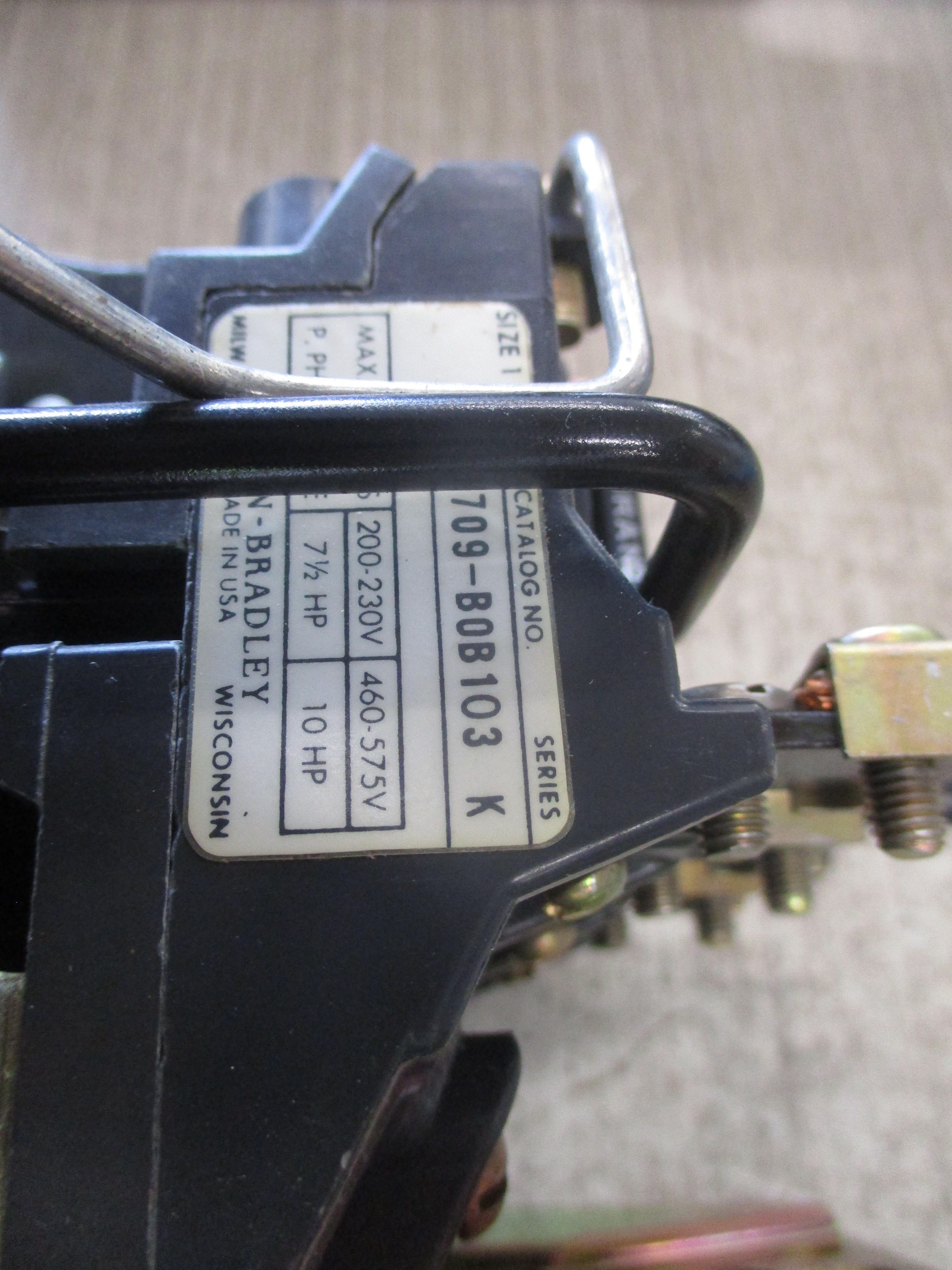 Allen-Bradley Size 1 Starter 709-BOB103 Ser. K 120V Coil Used