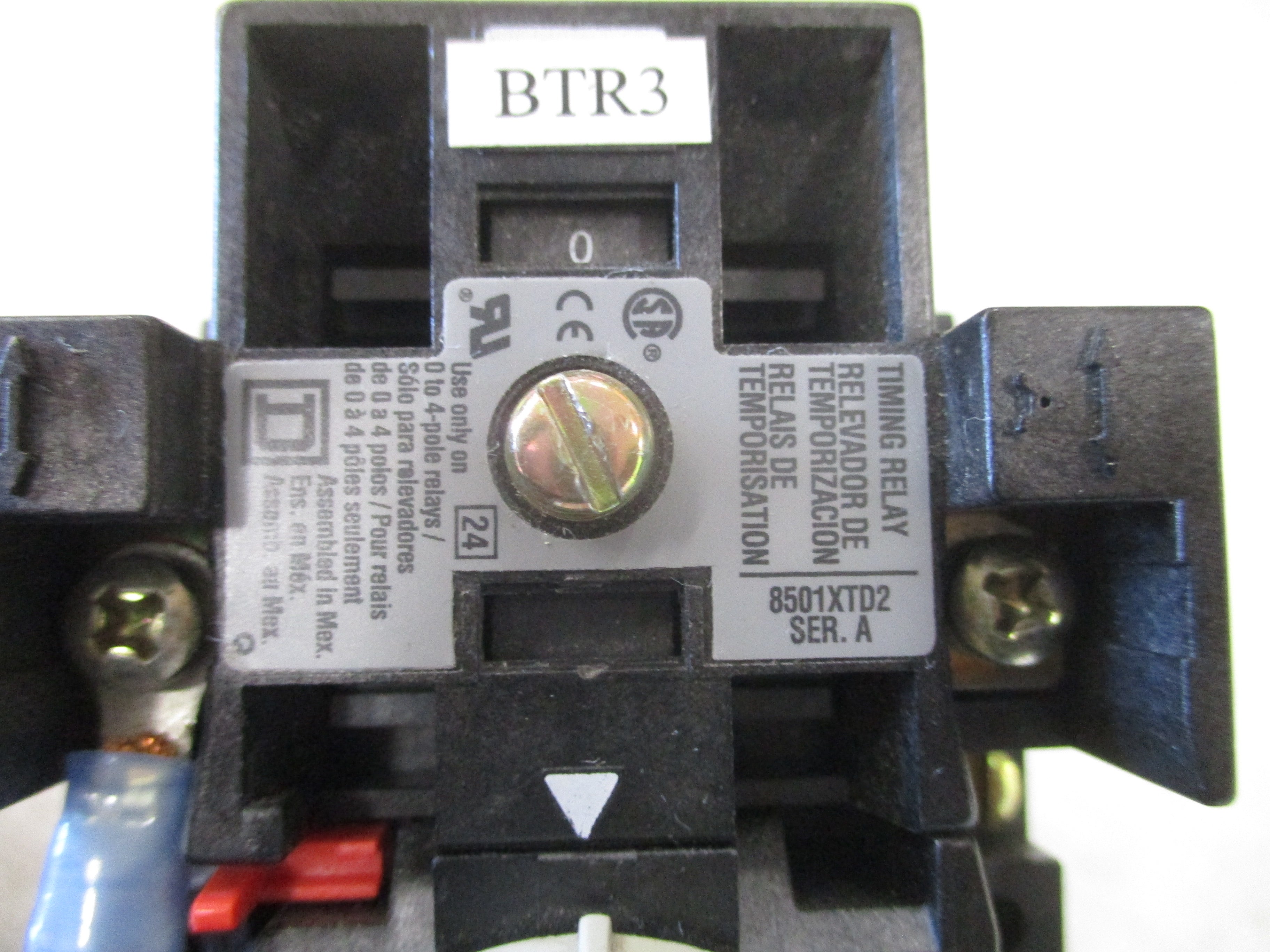 Square D Timing Relay 8501XTD2 Ser. A Range: 5-180 sec 120V Coil Used
