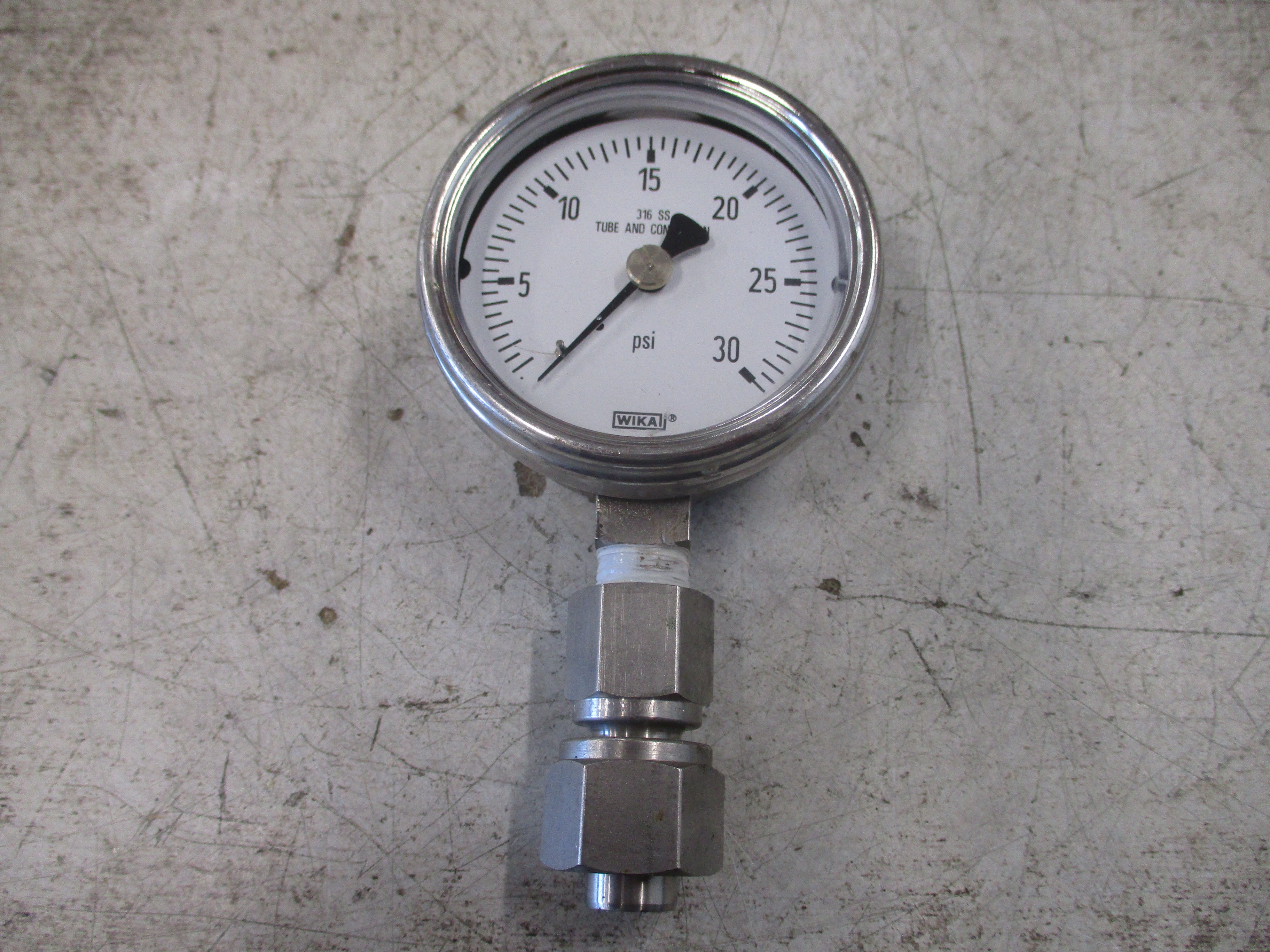 Wika Stainless Steel Pressure Gauge Range: 0-30PSI Used