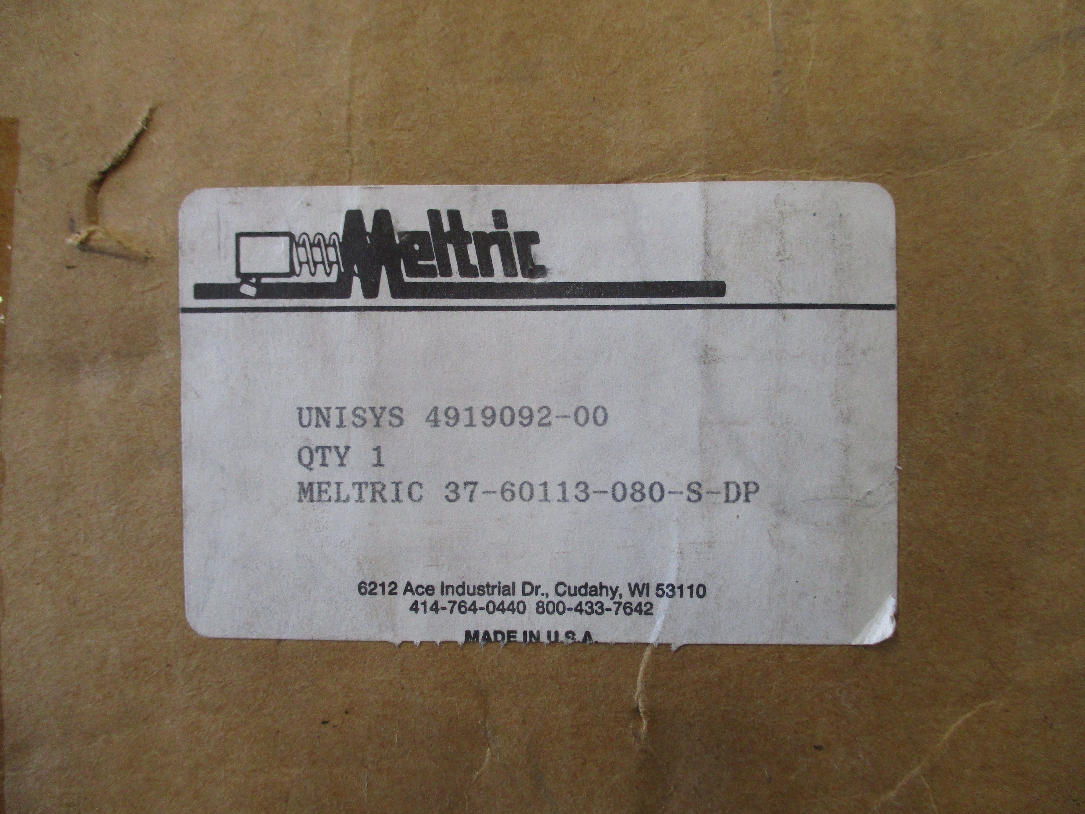 Meltric DS 60A Receptacle 37-60113-S 90A 600V W/Base New Surplus