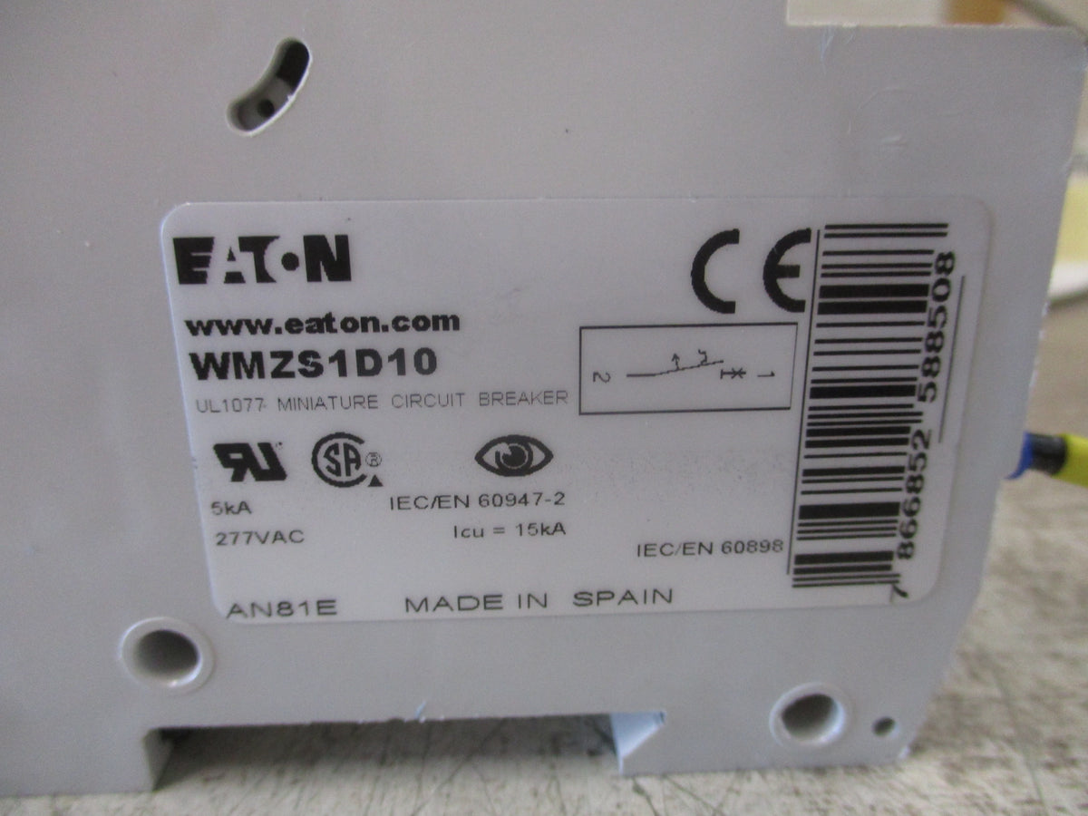 Eaton Circuit Breaker WMZS1D10 10A 277V 1P *Lot of 2* Used