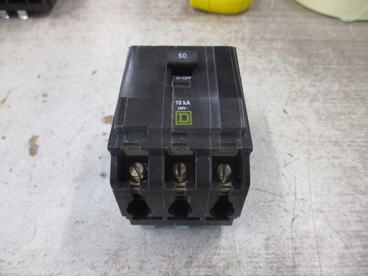 Square D Bolt-On Circuit Breaker QOB350 50A 240V 3P *(2) Mounting Screw* Used