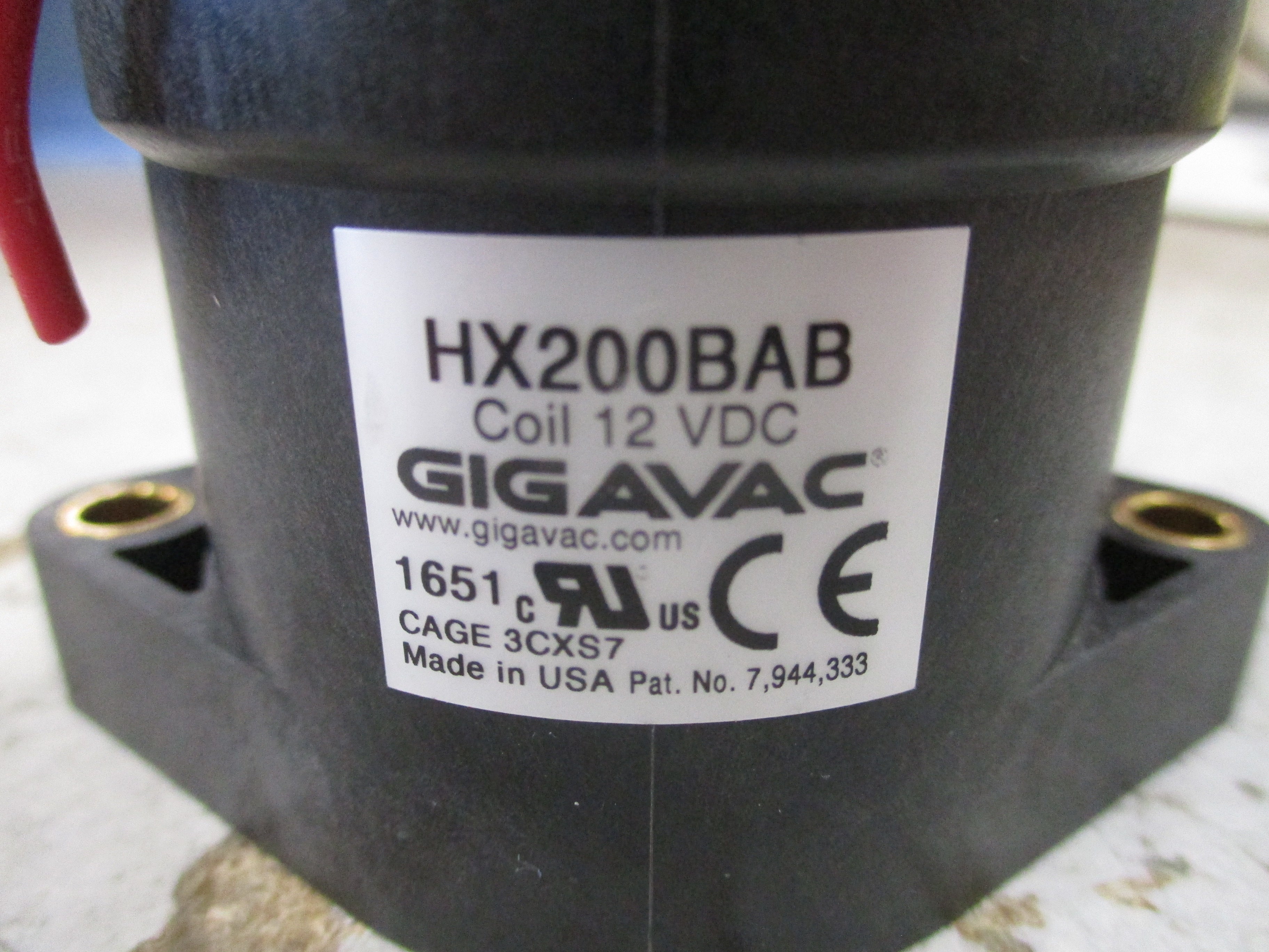 Gigavac Electromechanical Contactor HX200BAB 12VDC Coil Used