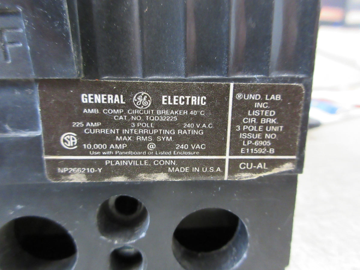 GE Circuit Breaker TQD32225 225A 240V 3P Used