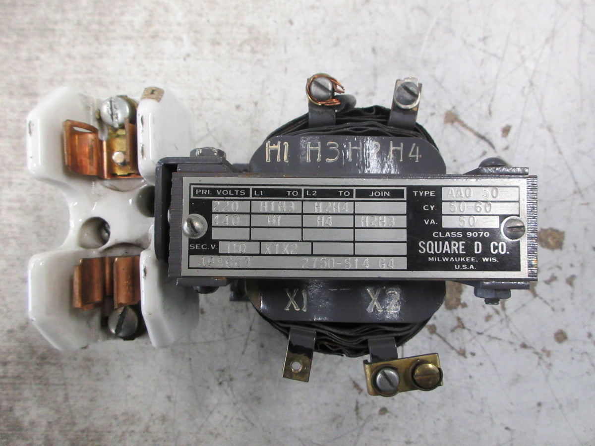 Square D Transformer 9070 AA0-50 50VA Pri: 220/440V Sec: 110V 50-60Hz Used