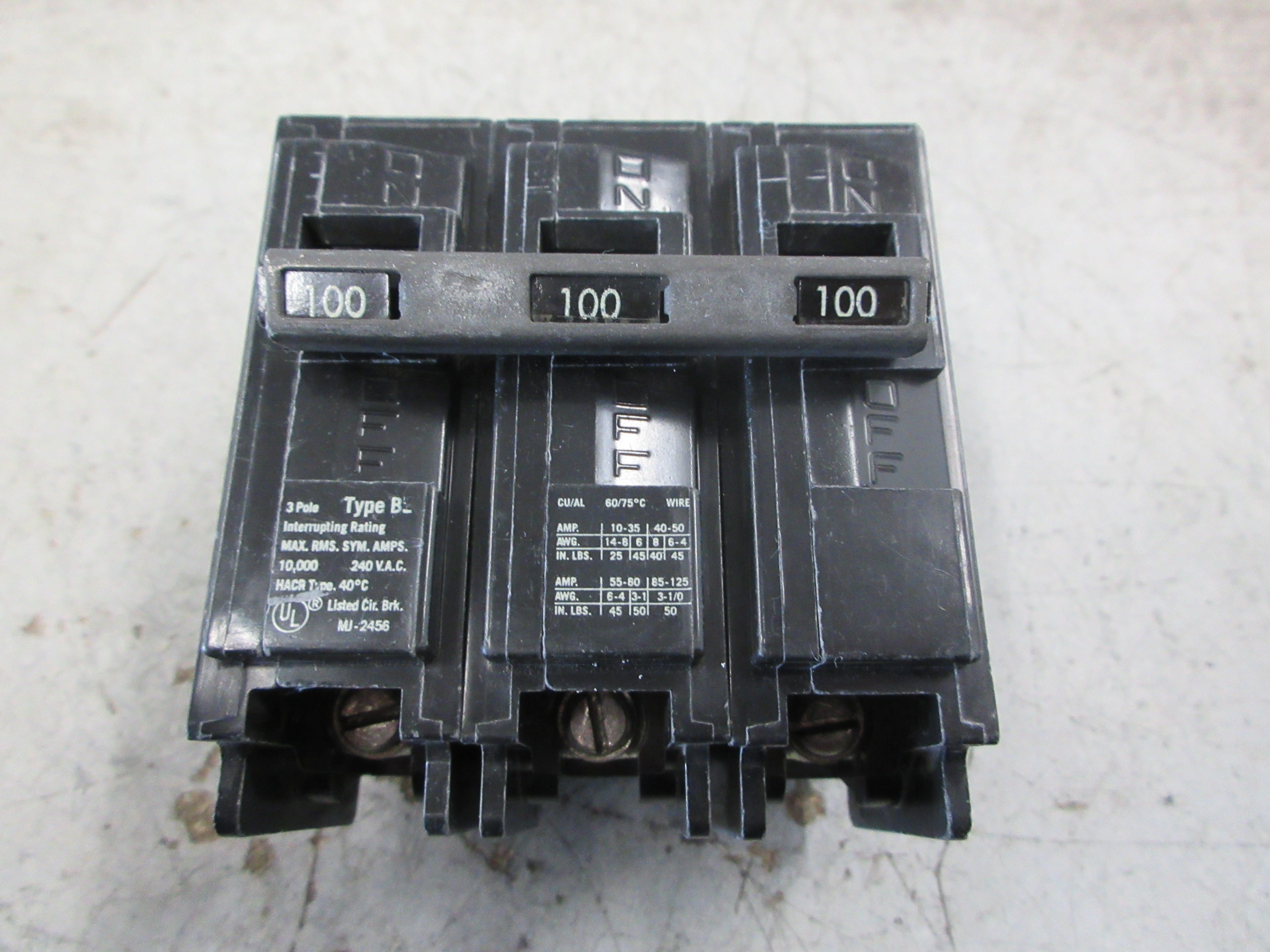 Siemens Type BL Bolt-On Circuit Breaker B3100 100A 240V 3P Used