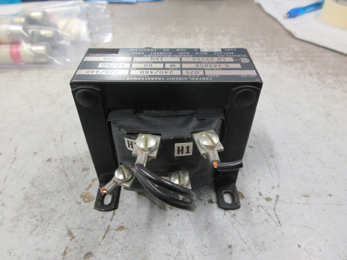 Allen-Bradley Control Transformer X-343858 0.075kVA Pri: 240/480V Sec: 120V Used