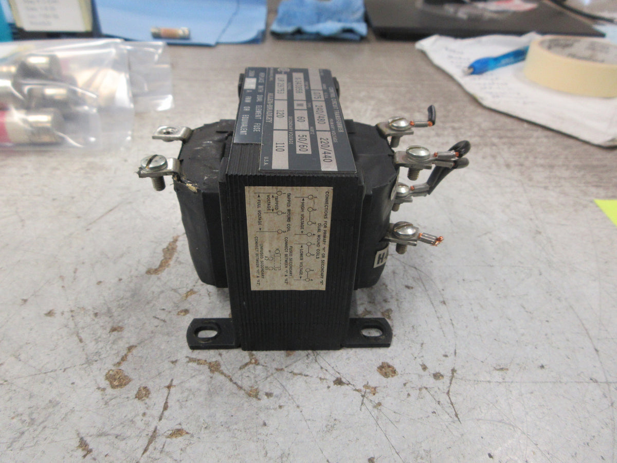 Allen-Bradley Control Transformer X-343858 0.075kVA Pri: 240/480V Sec: 120V Used
