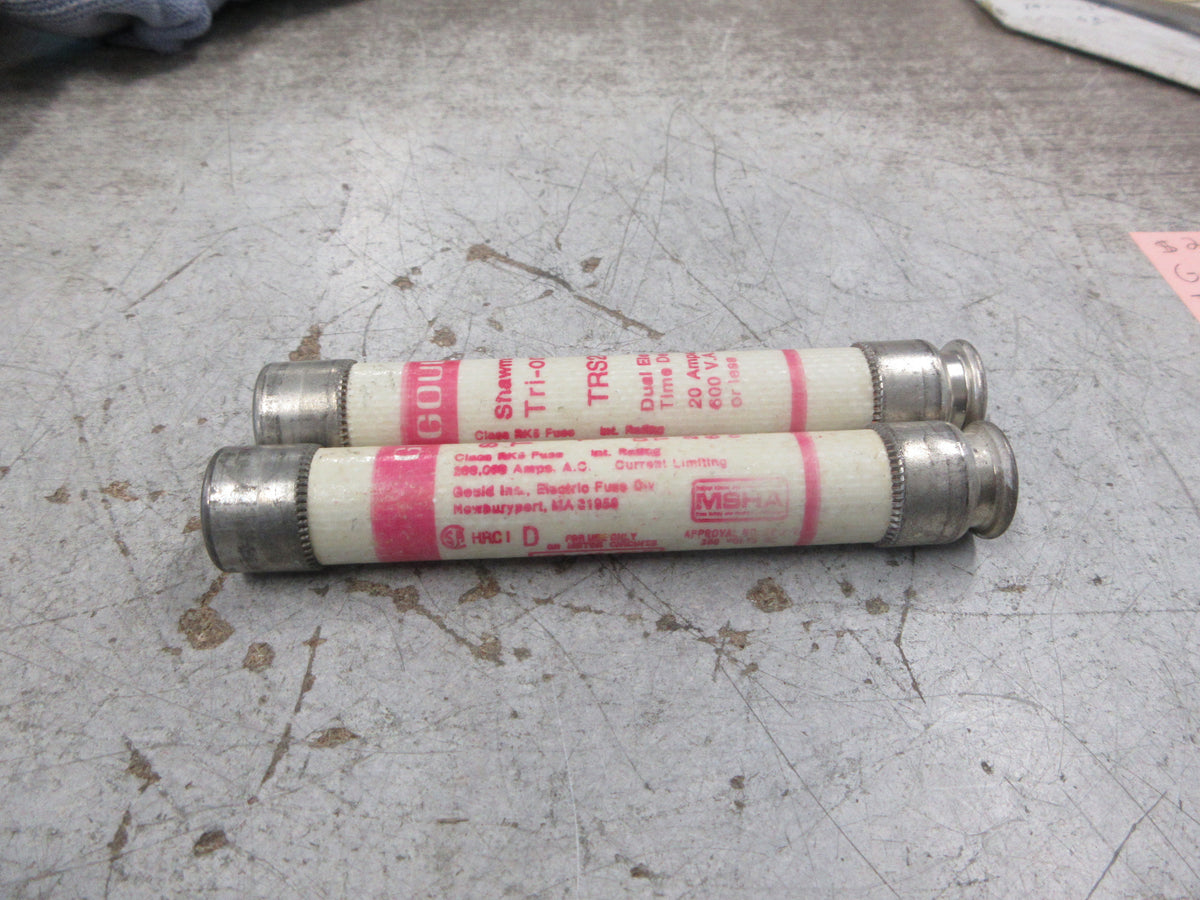 Gould Shawmut Tri-onic Fuse TRS20R 20A 600V *Lot of 2* Used
