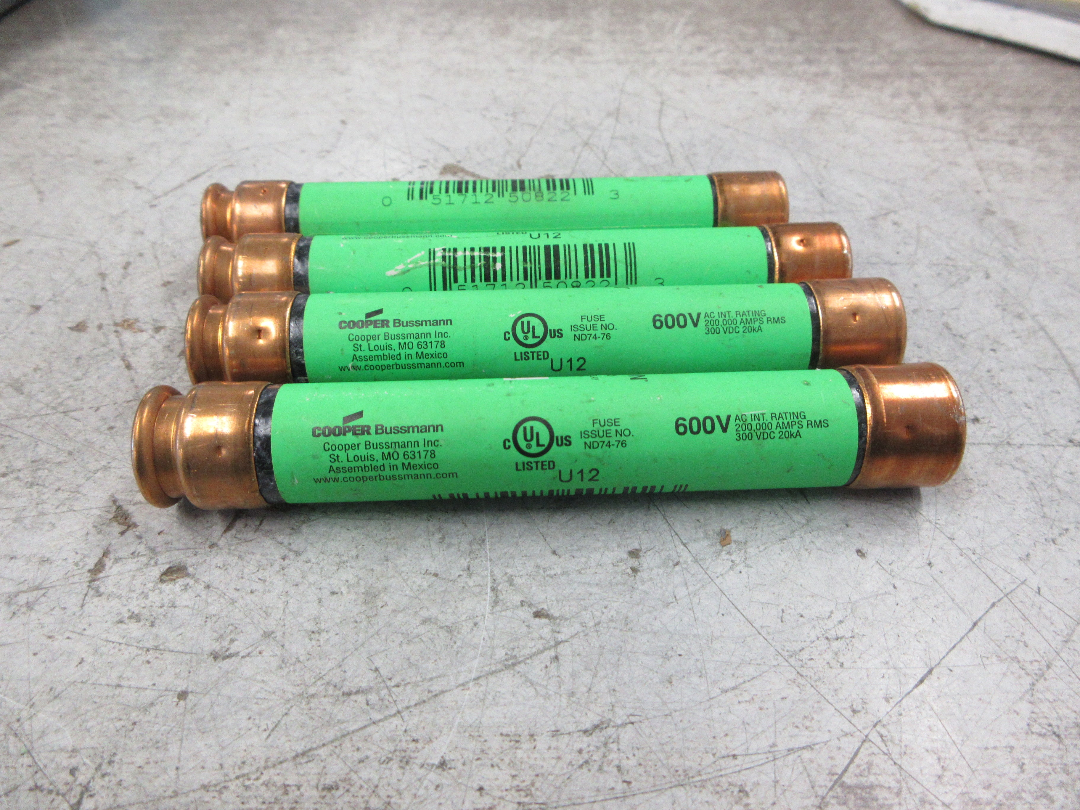 Cooper Bussmann Fusetron Fuse FRS-R-5 5A 600V *Lot of 4* Used