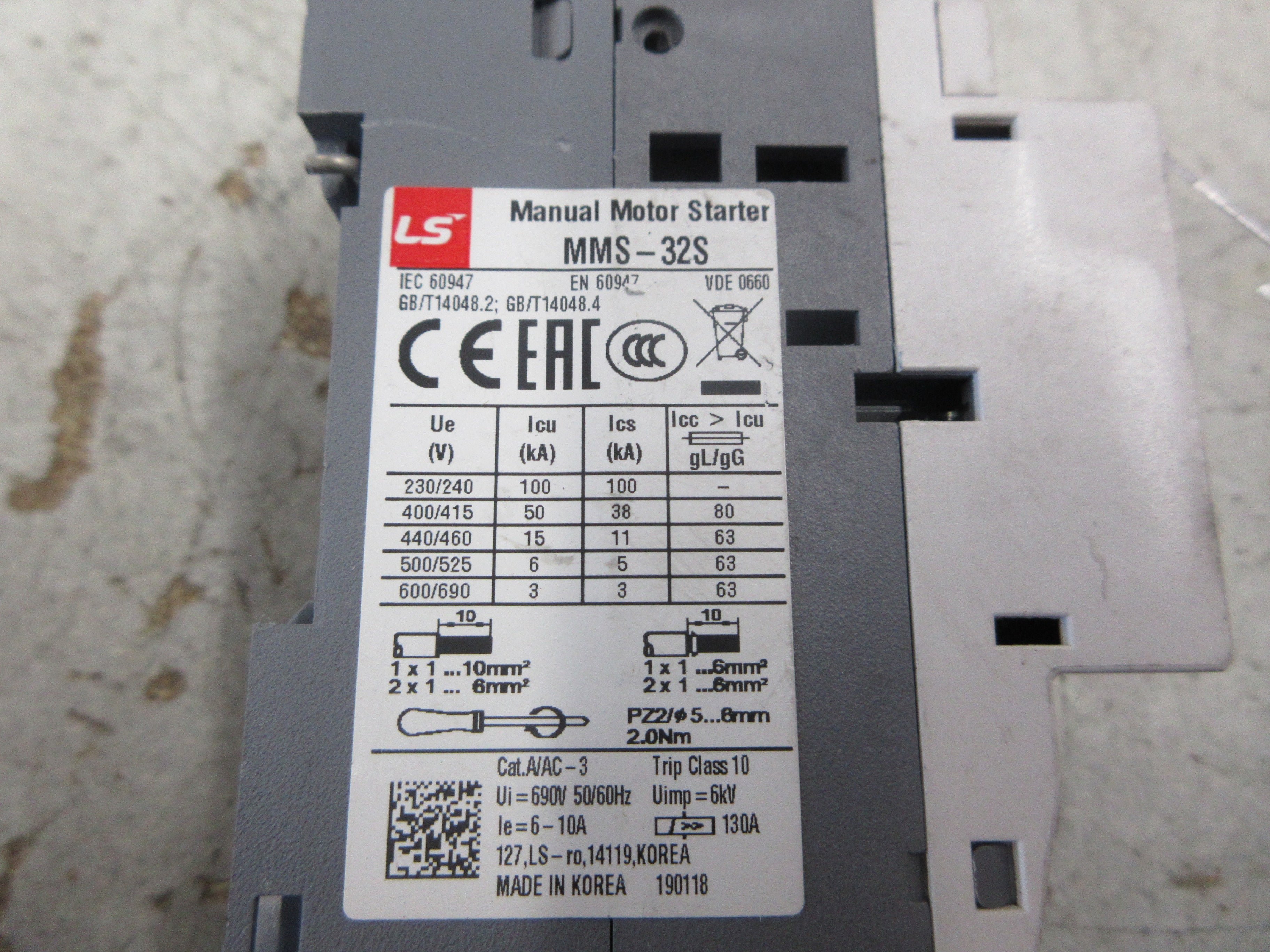 LS Meta MEC Manual Starter MMS-32S Trip: 6-10A Used