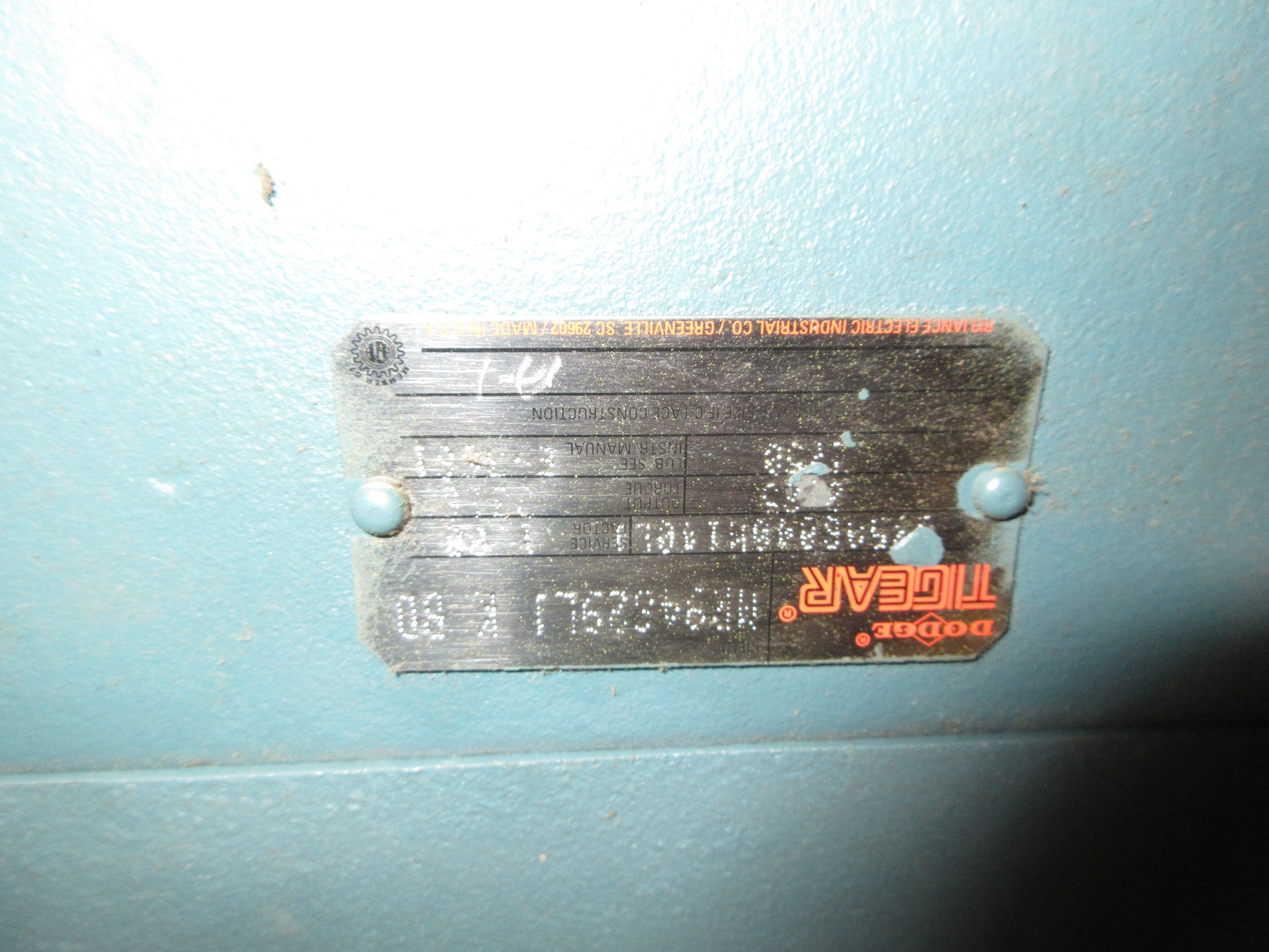 Reliance / Dodge Gearmotor P14G9257T / MR94B29L1 K BD 1.5HP 1725RPM Motor Used
