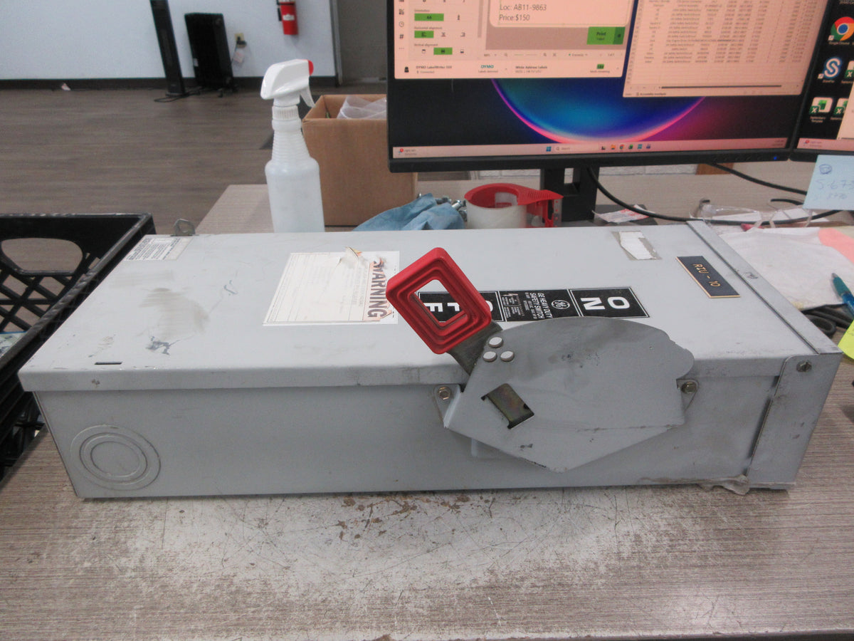GE Fusible 3R Safety Switch/Disconnect TH3362R Mod. 10 60A 600V 3P Used