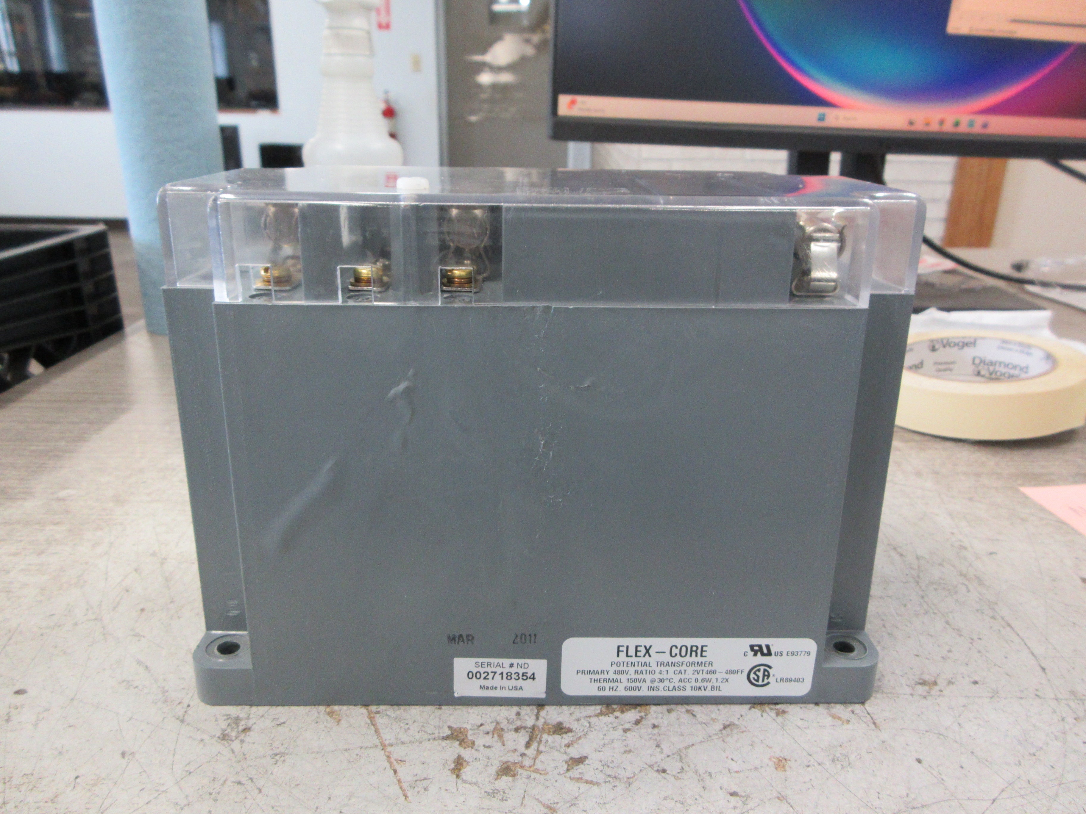 Flex-Core Potential Transformer 2VT460-480FF Pri: 480V Ratio 4:1 60Hz Used