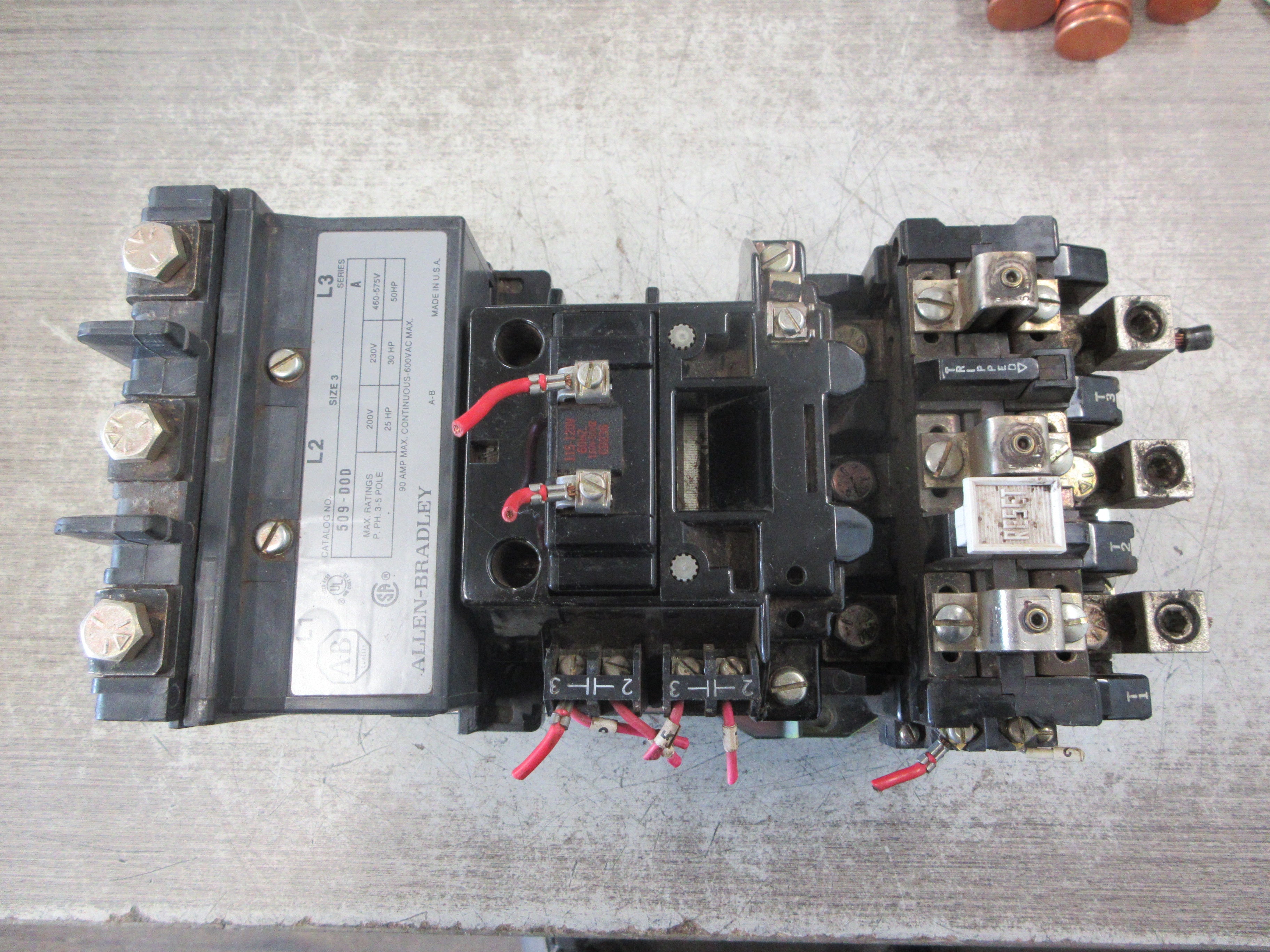 Allen-Bradley Size 3 Starter 509-DOD 115-120V Coil 90A 600V Used