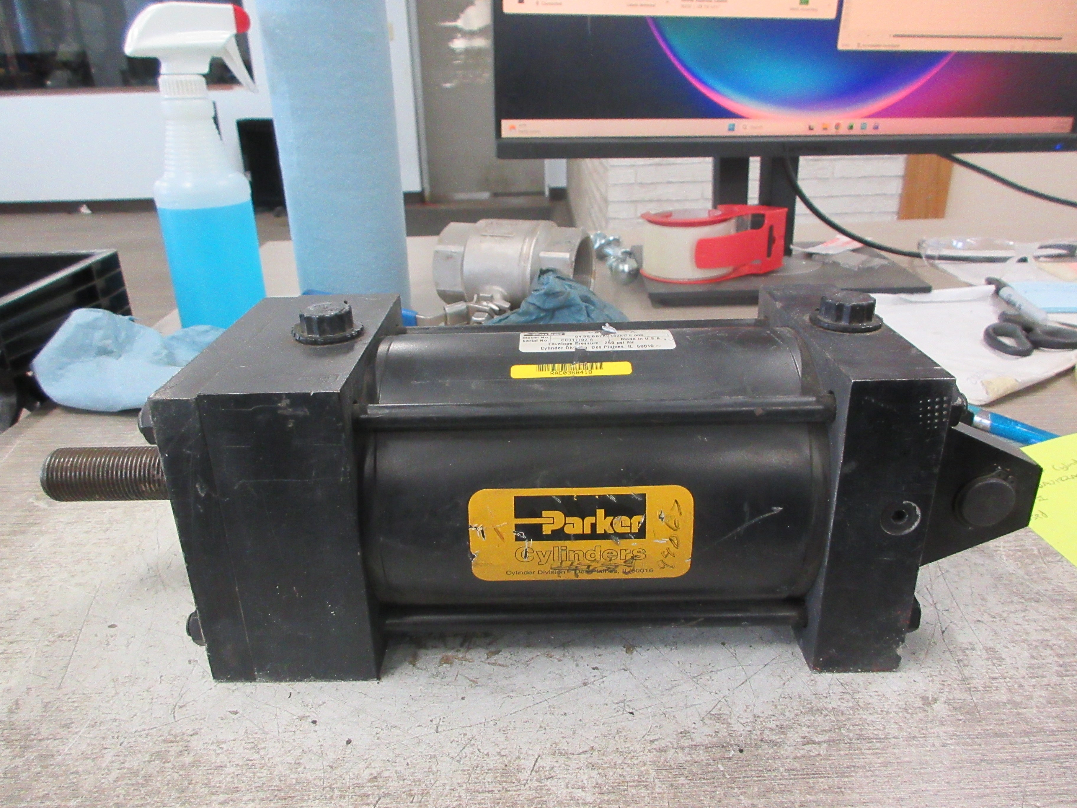 Parker Series 2A Air Cylinder 04.00 BB2AU182AC 5.000 250 PSI Used