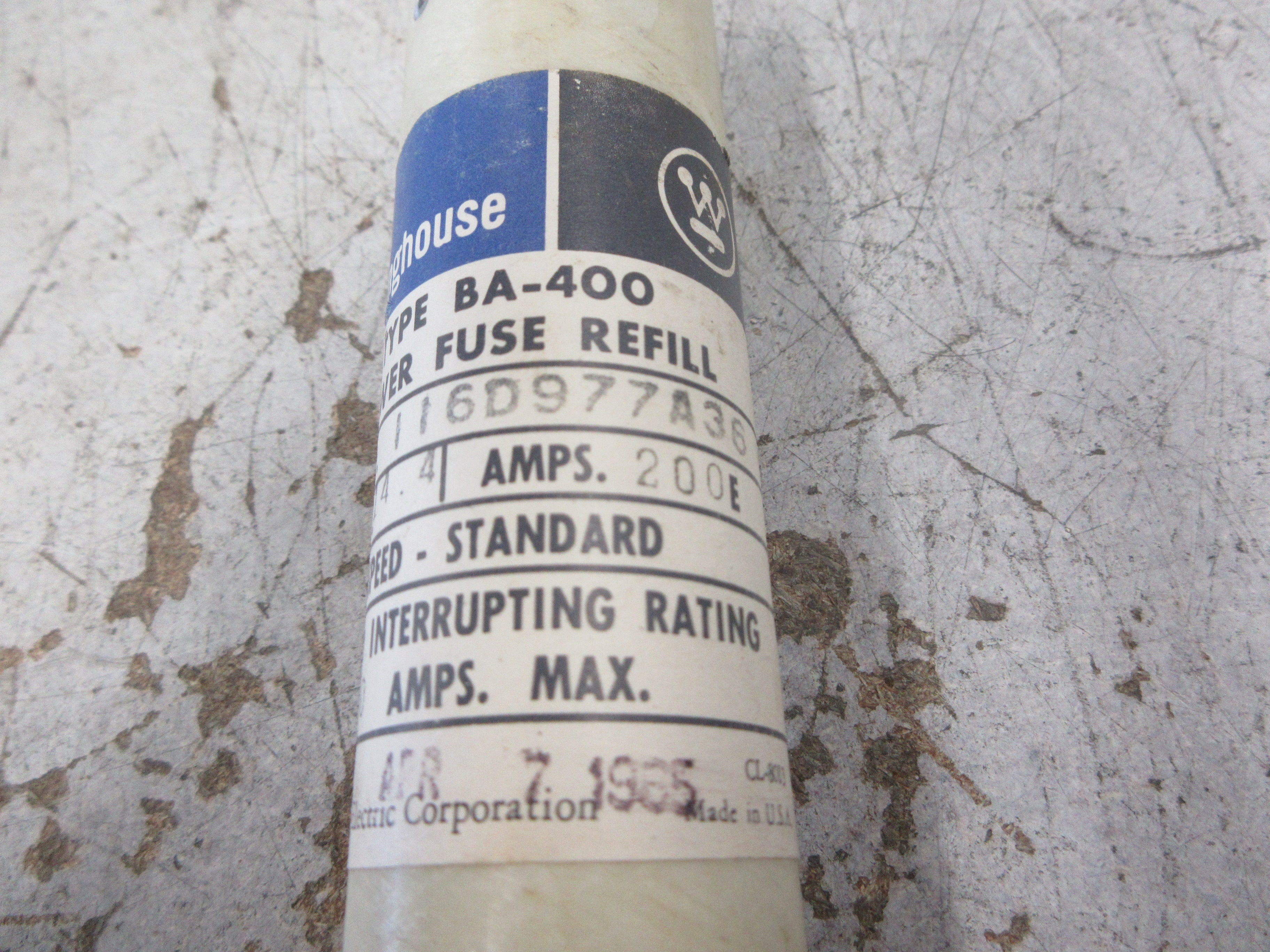 Westinghouse Type BA-400 Fuse Refill 116D977A36 200E 14.4 KV New Surplus