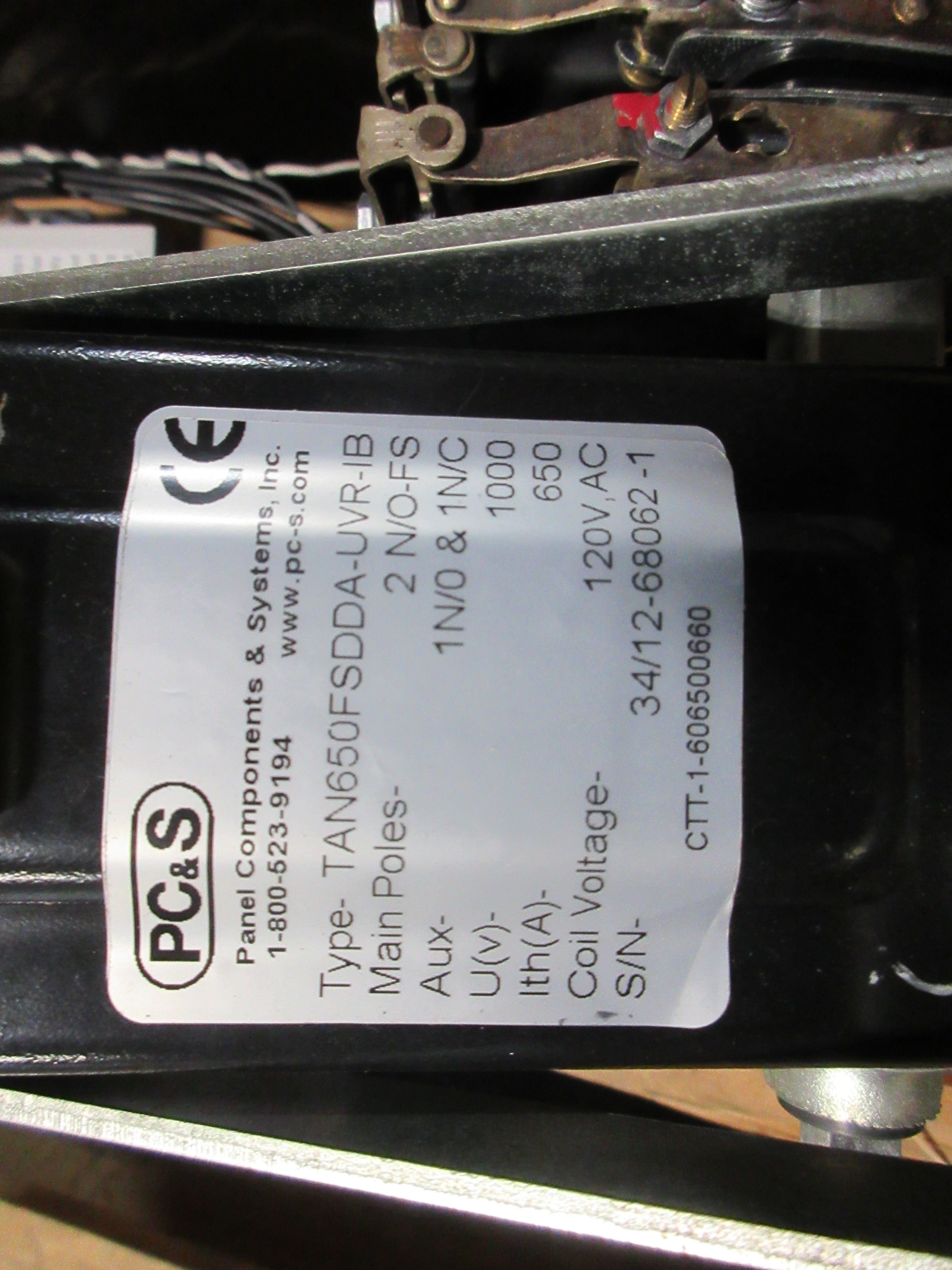 PC&S Contactor TAN650FSDDA-UVR-IB 120V Coil 650A 1000V 2P Used