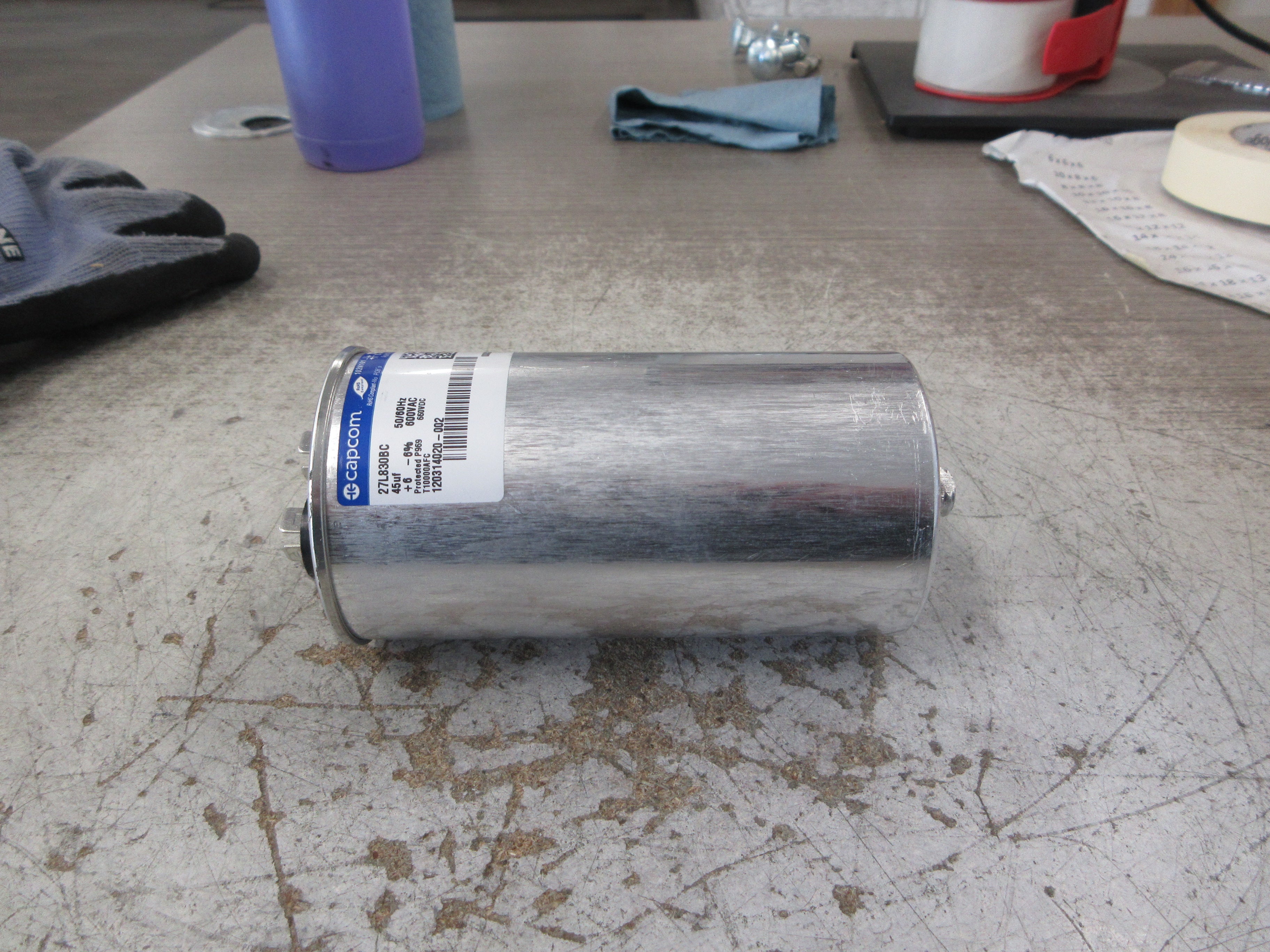 Capcom Capacitor 27L830BC 45uf 600V 50/60Hz Used