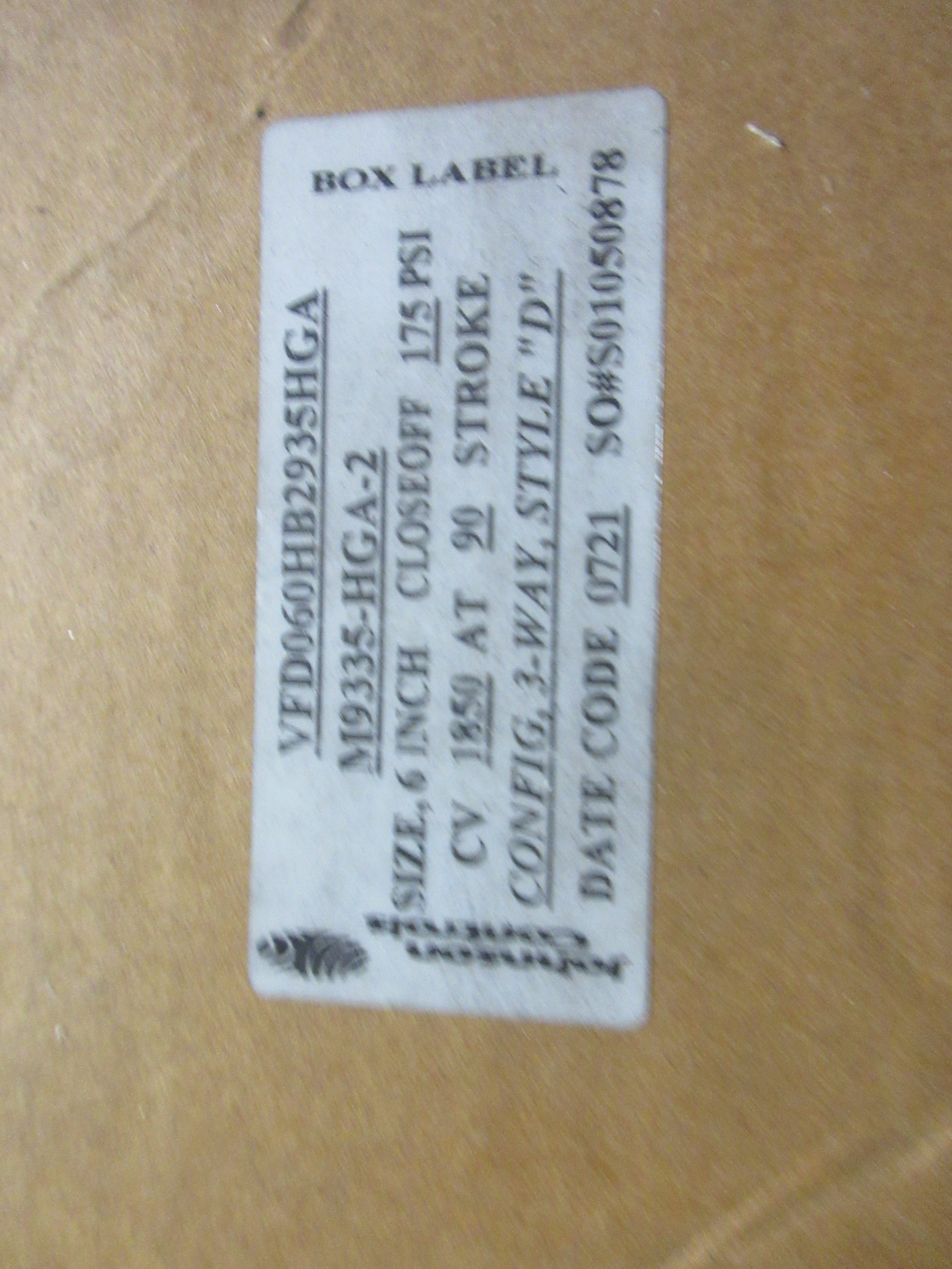 Johnson Controls Bray Actuated Butterfly Valve VFD060HB2935HGA New Surplus